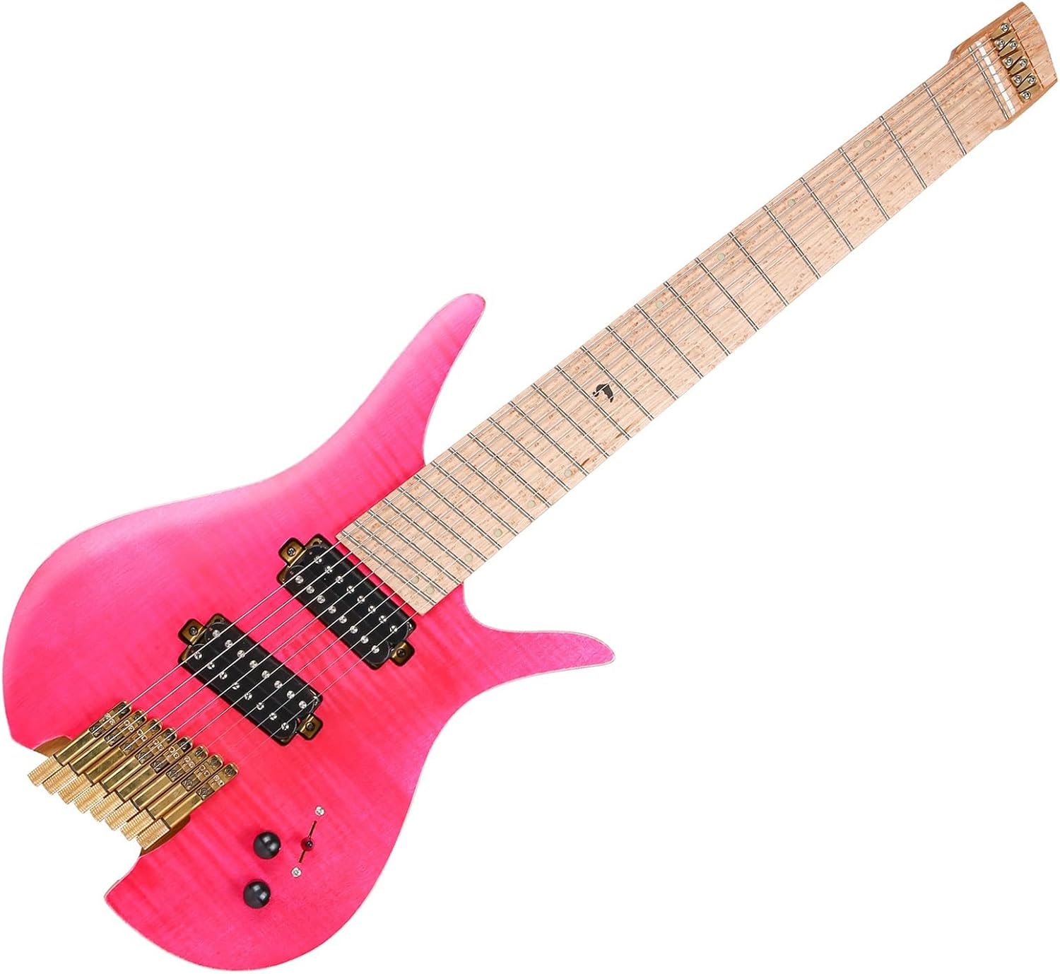 VENEKA Headless Electric Guitar 8 String Fanned Frets Headless Electric Travel Guitar with Alnico 5 Pickups Hardware