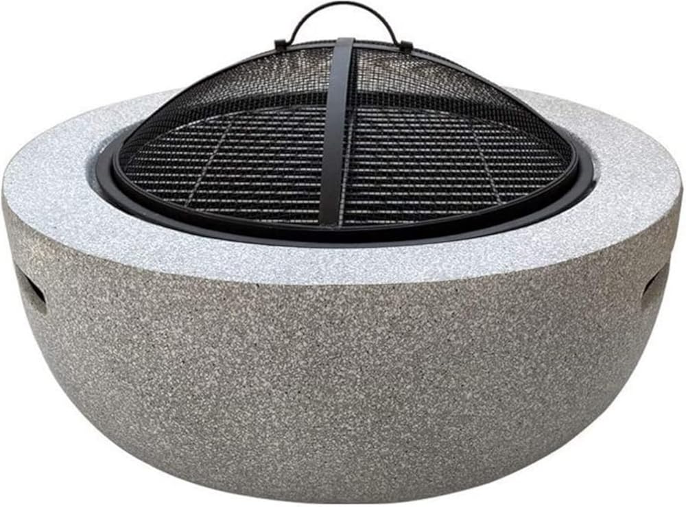 Garden Fire Pit Grill Bowl Grill Barbecue Rack Fire Pits for Garden,Large Wood Burning, with Grill and Lid Cast Iron BBQ Fire Bowl Cover 60Cm Camping Spark Guard Firepit Outdoor Fire Pits