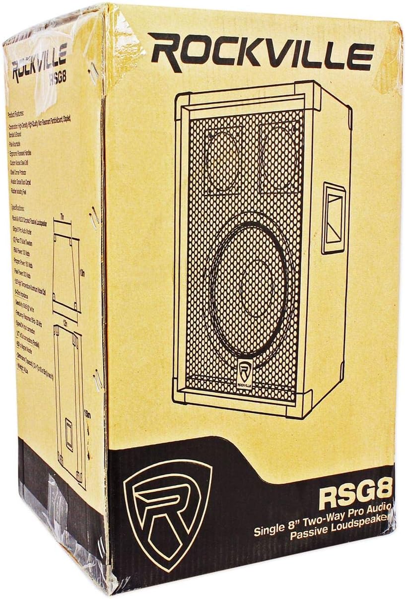 Rockville RSG8 300W 2-Way 8-Ohm Passive DJ/Pro PA Speaker, Pole Mountable, 8