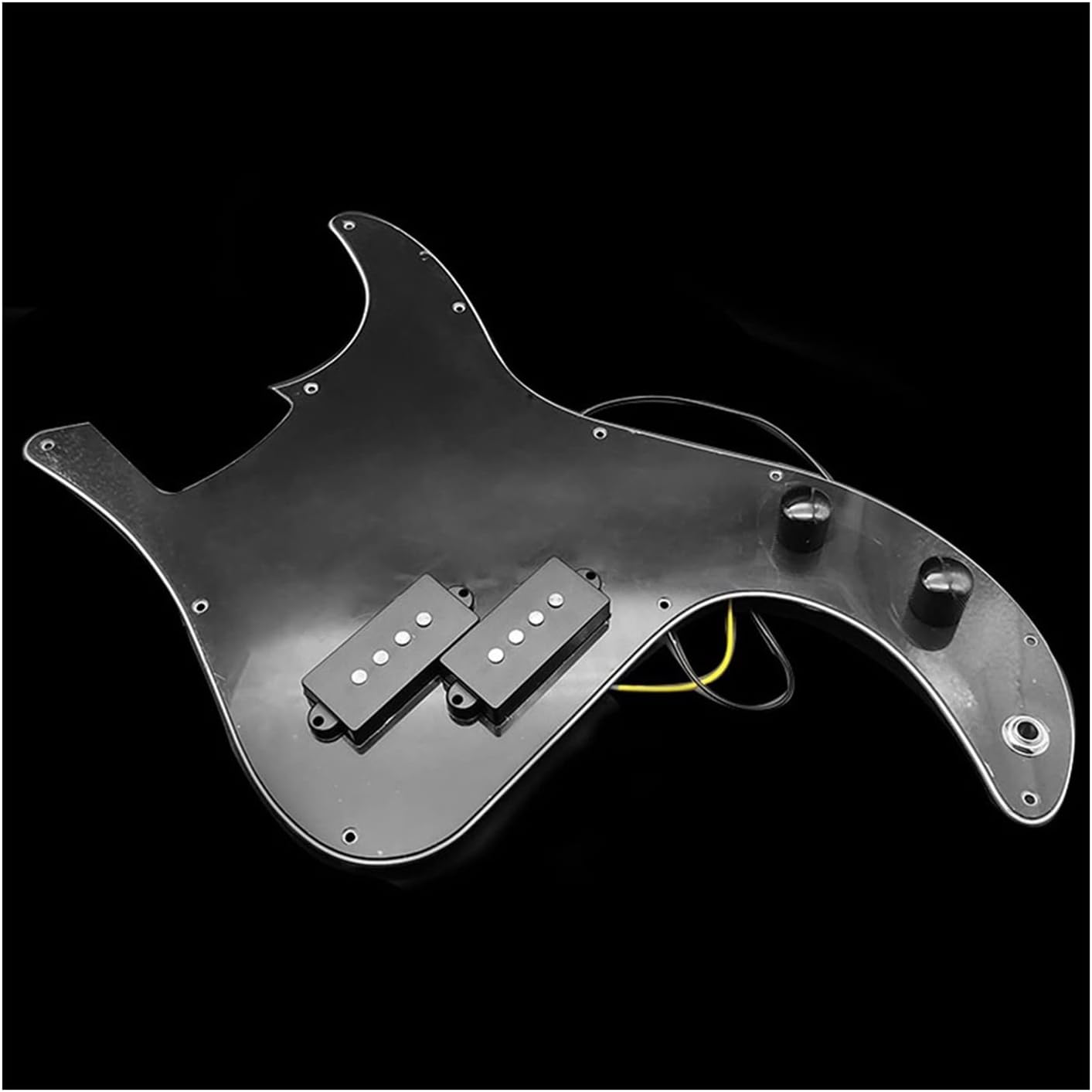 1Set P Bass Prewired Loaded Pickguard for Precision Bass Guitar 3 Ply PB Bass Parts Black/White Loaded Pickguard (Color : Black)