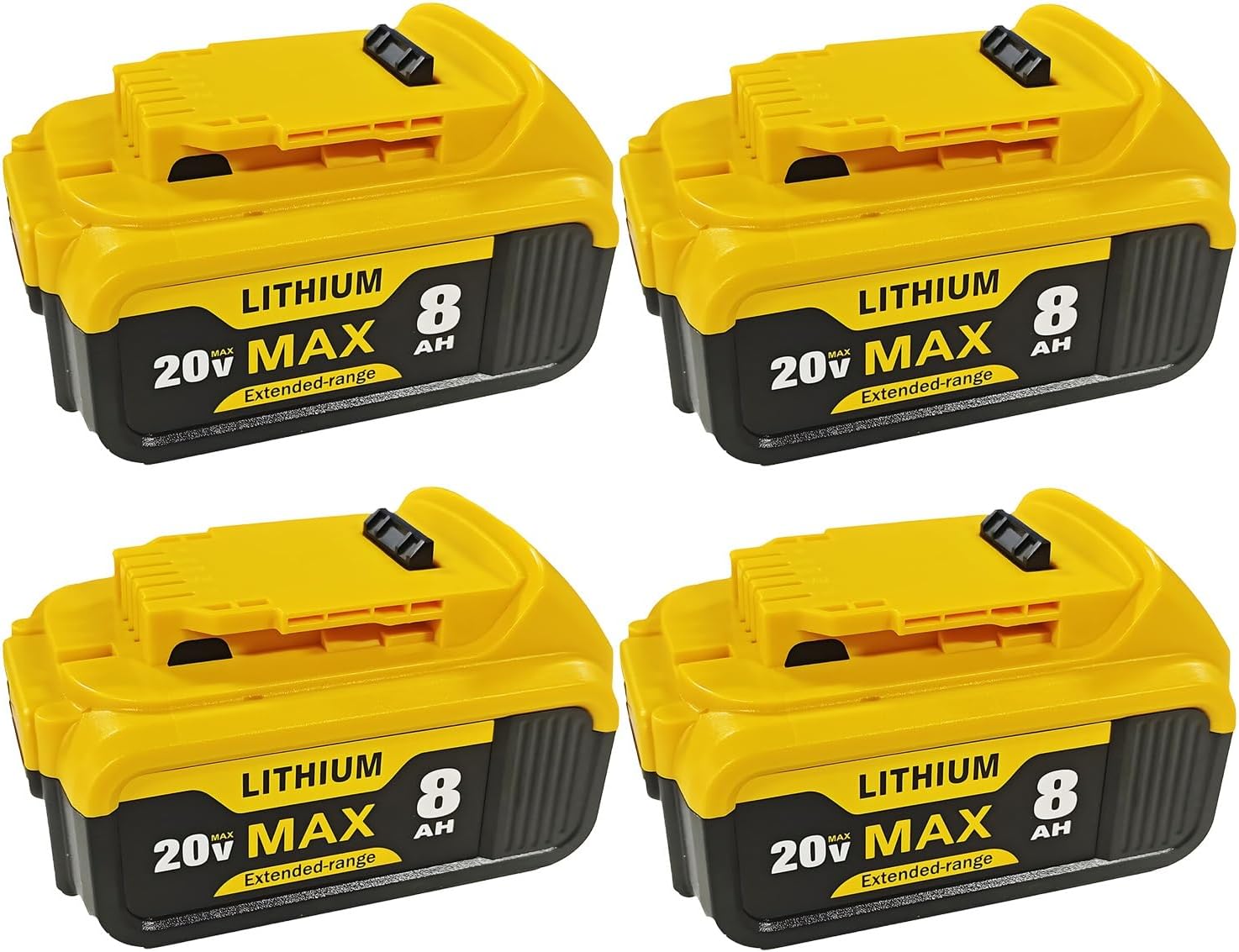 20V Battery 8.0Ah 4 Pack, Replacement for DEWALT 20V Battery DCB200 DCB201 DCB203 DCB204 DCB205 DCB207, for DCD DCF DCG DCM DCS DCH DCR DCE Series Cordless Power Tools