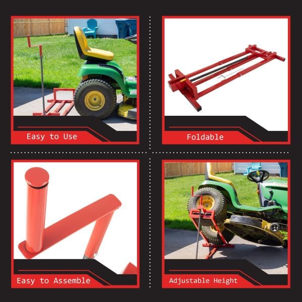 Mower Lift - 880lb Capacity Lawn Mower Lift Jack - Telescopic Maintenance Jack for Mowers and Tractors - Riding Mower Accessories by Stalwart (Red)