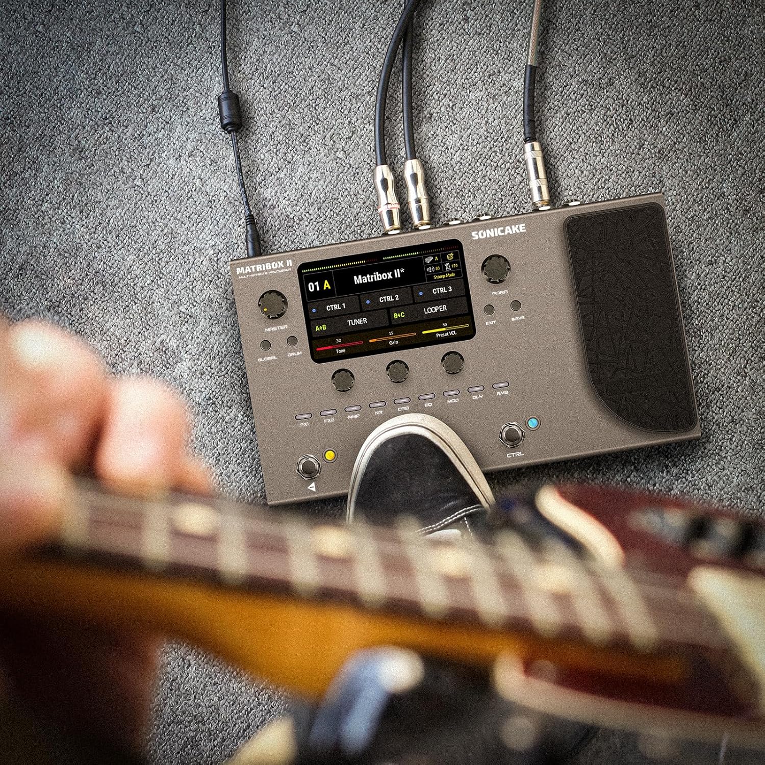 SONICAKE Matribox II - Multi Effects Processor with Expression Pedal, 200+ Built-in Guitar/Bass/Acoustic Effects, Amp Modeling, IR Cabinets Simulation, FX Loop, MIDI Stereo OTG USB Audio Interface