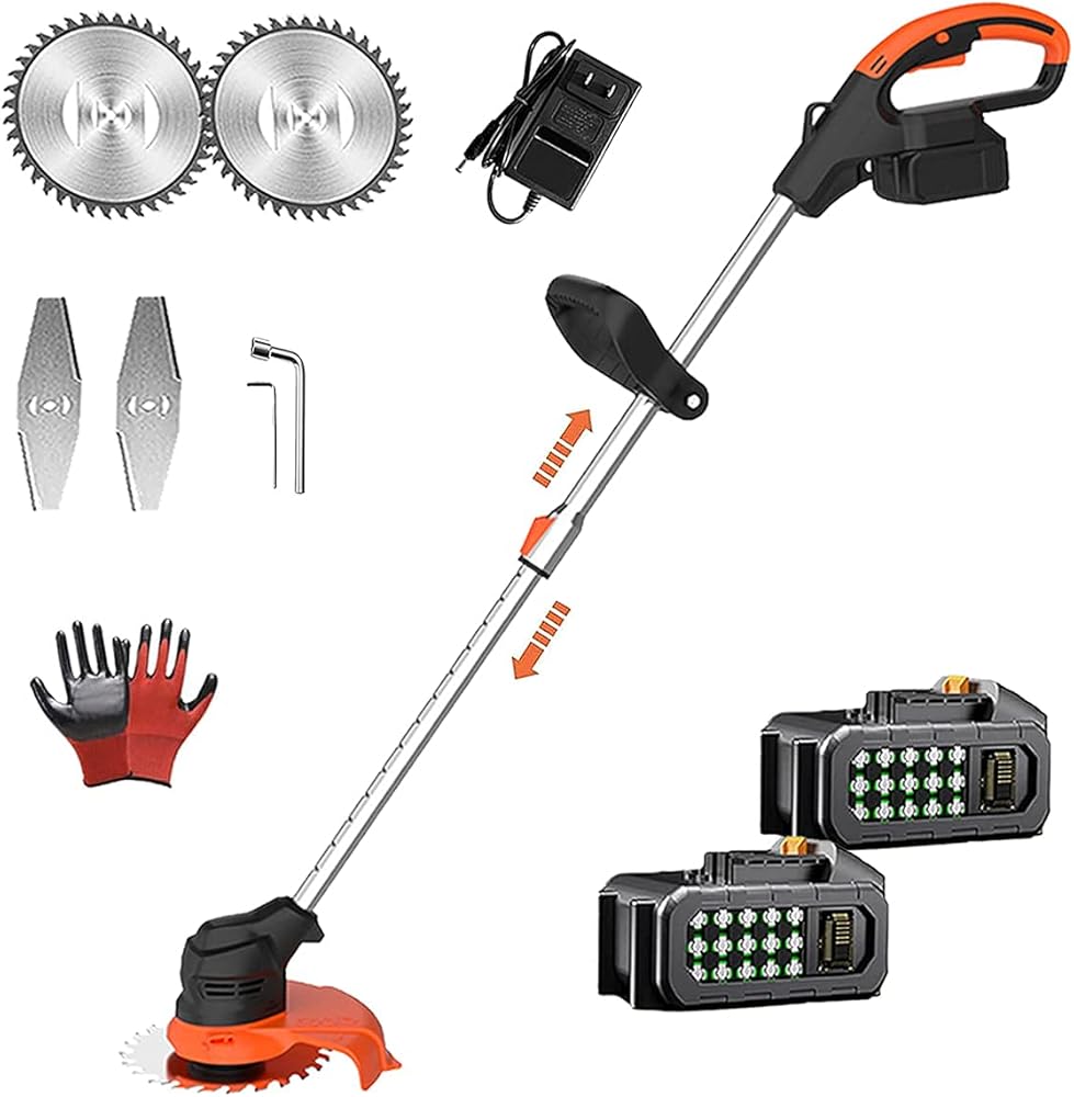 1800W Electric Lawn Mower Lawn Mower Battery Lawn Mower Battery Operated Weed Eater with 2pcs 3000mAh Large Height Adjustable Battery Lawn Mower Garde