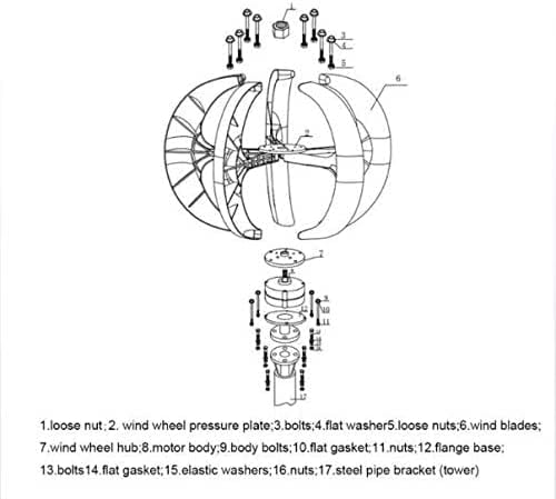 12000W Vertical Wind Turbines Generator, Horizontal Wind Generator with Controller 4-Blade Household Lantern Type Wind Turbine