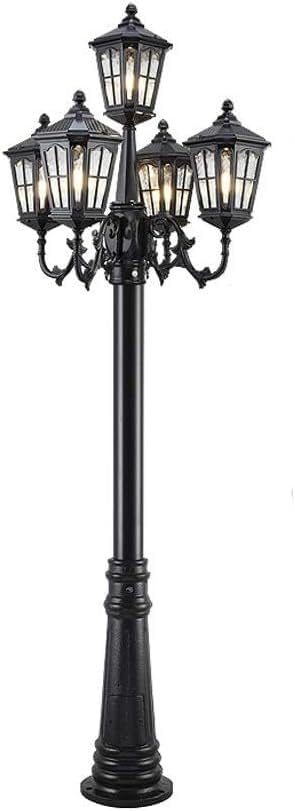 V-intage European Outdoor 5-Heads Street Light Retro Villa Courtyard Community Landscape Post Light IP55 Waterproof High Pole Light Column Pillar Lamp,Easy to Install