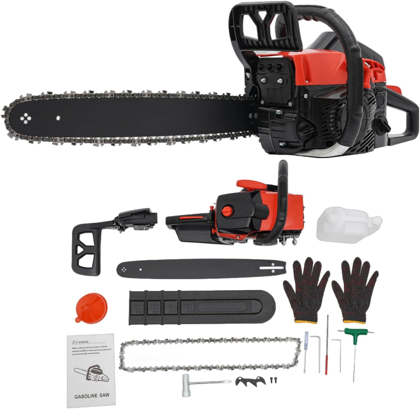 18 Inch Gas Chainsaw, 58CC Single Cylinder Gas Powered Chainsaw Portable 2-Stroke Handheld Gasoline Chain Saw CDI Ignition Diaphragm Carburetor 2800-11000 Rpm 35.04 x 7.87 x 10.23 Inch