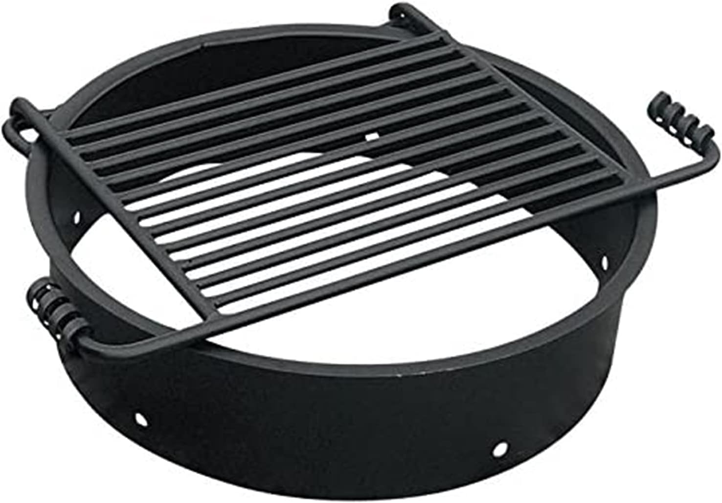 Pilot Rock 2 Pack 24 Inch Steel Ground Fire Pit Rings and Metal Cooking Grates, Black