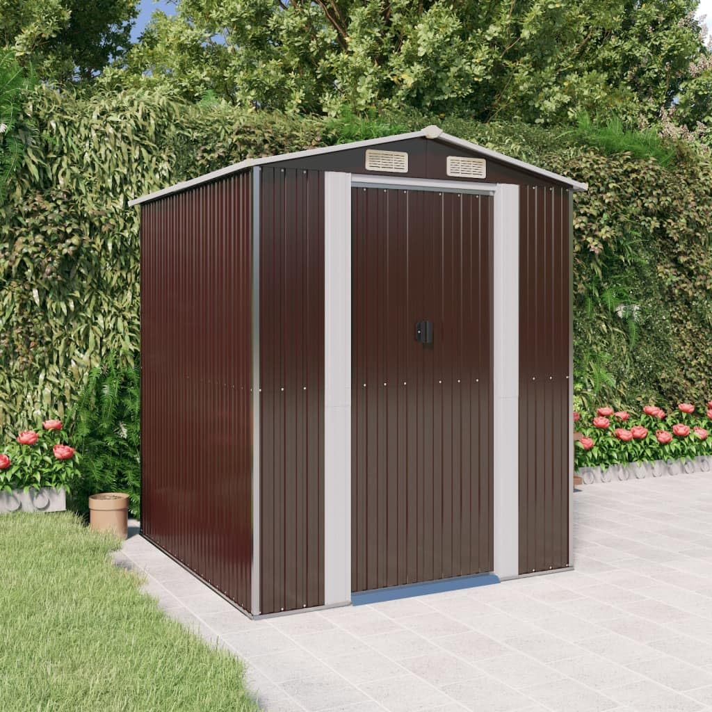 Dark Brown Galvanized Steel Garden Storage Shed 75.6