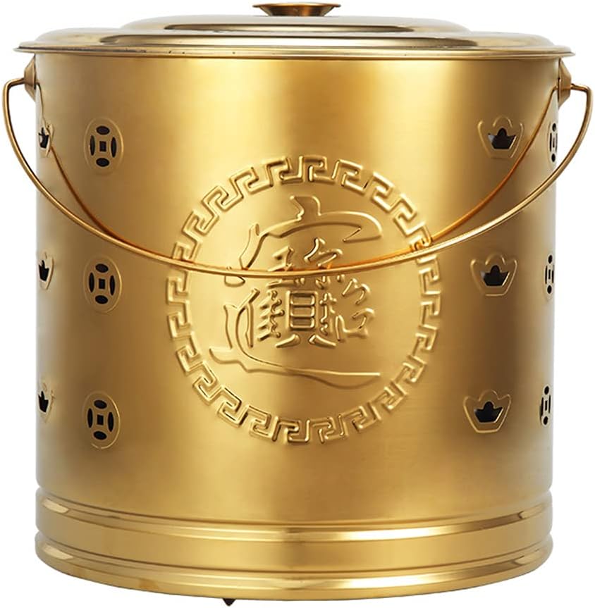 Burn Bin with Liner Stainless Steel Incinerator Barrel Cage Ash Bucket Fire Pit Wood Burning Can Garbage, Paper, Leaves,36.5x38cm ()