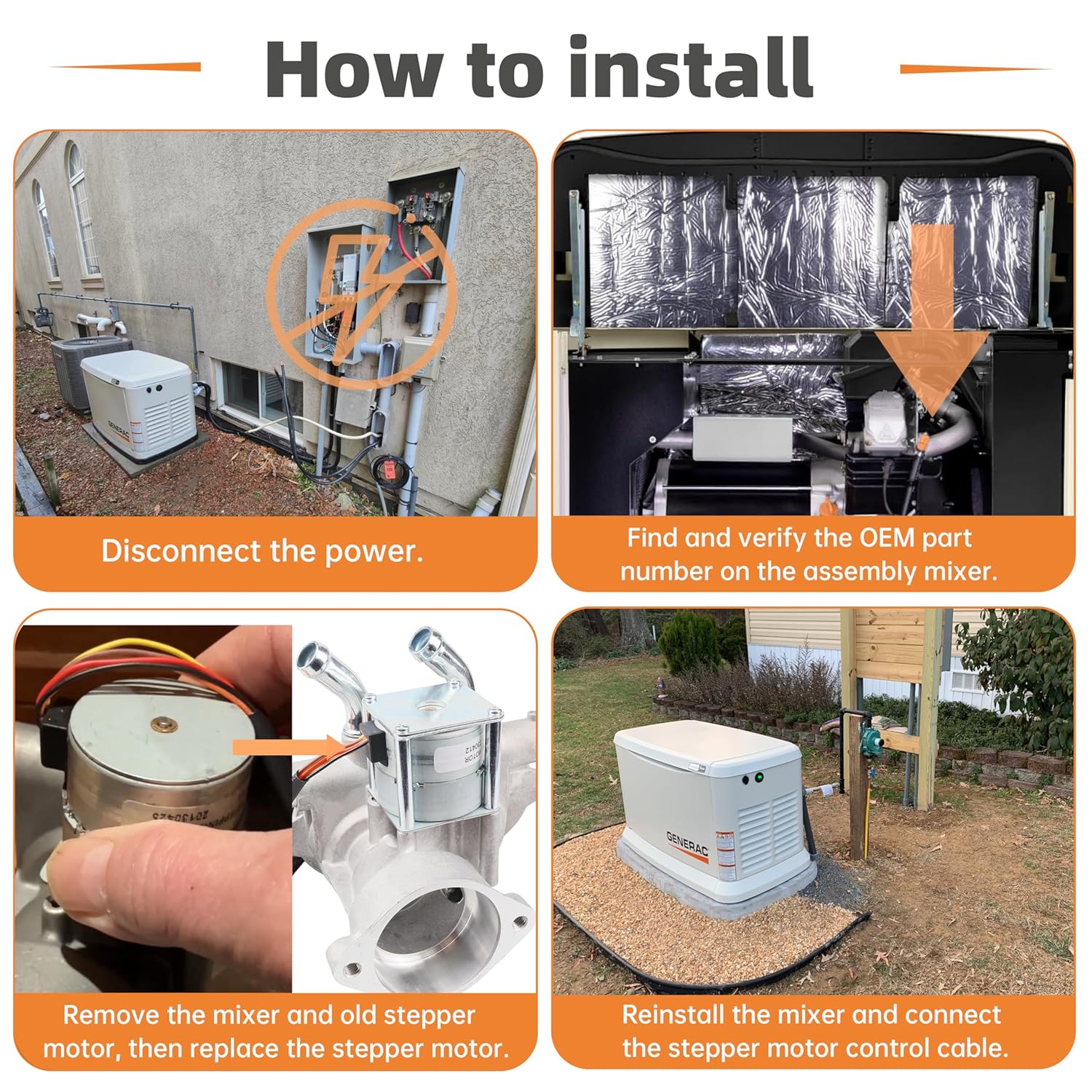 Eshcol Stepper Motor fit for Generac Mixers Air-Cooled Generators, Replacement for Generac Evolution Stepping Motor,Compatible with 0L3090, 0J9892, and More. 8KW-24KW Models, Easy Installation.