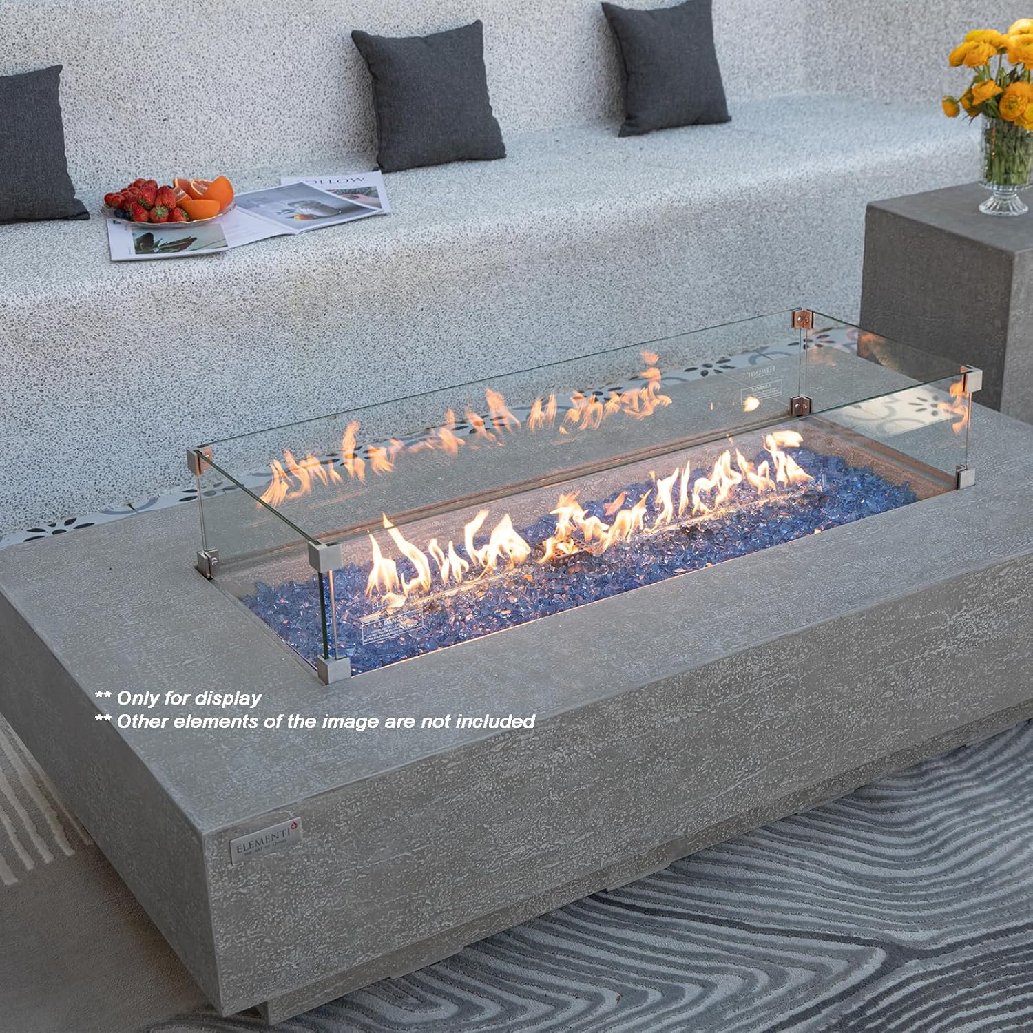 Rectangle Wind Screen for Elementi Plus Positano Fire Table/Riviera Fire Table - OFG410/OFG415-WS
