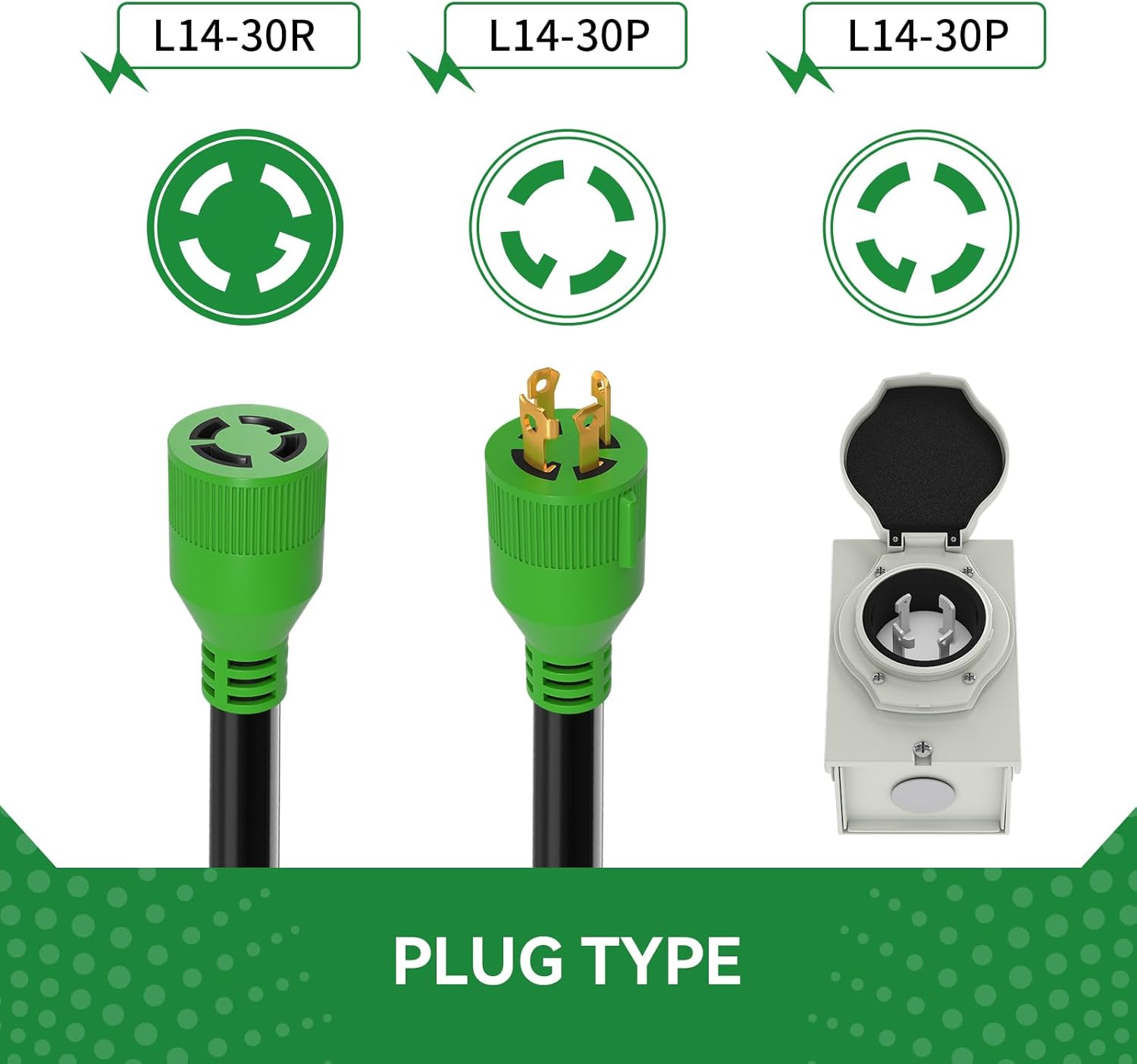 30 Amp Generator Cord 100FT and Power Inlet Box, Pre-Drilled 30 Amp Generator Inlet Box with Cord, NEMA L14-30P to L14-30R Generator Cord Waterproof Combo Kit, ETL Listed