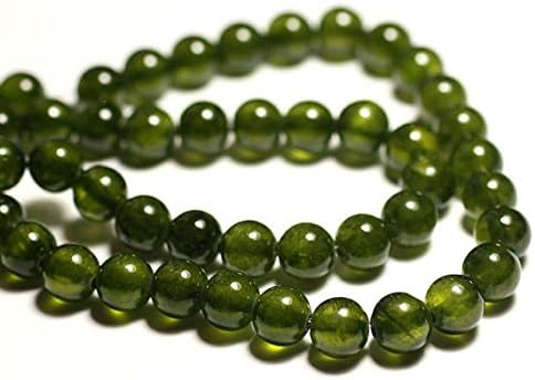 39cm - jade stone - balls 8mm Olive Khaki Green