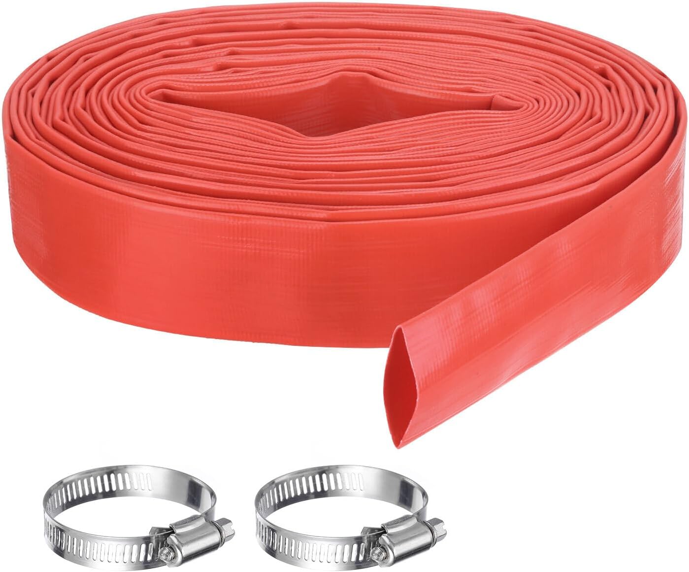 Pool Backwash Hose,1.5 Inch x 50ft Drain Discharge Pump Hoses,2pcs Clamps,Red YESSC890