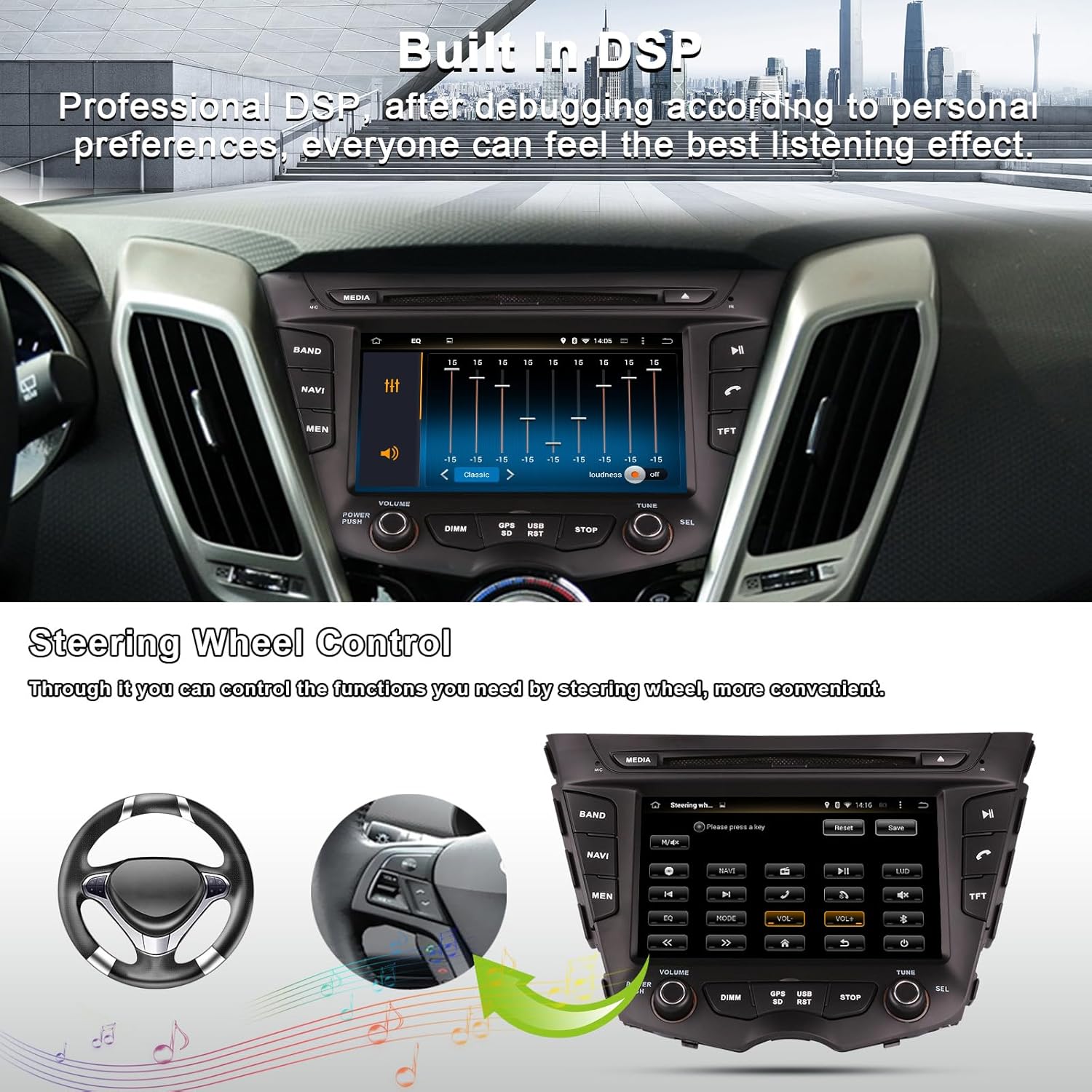 2025 New Android Car DVD Stereo Radio GPS for Hyundai Veloster 2011- Head Unit Multimedia Car Play and Android Auto Original Style Navigation Touch Screen Autoradio CANBUS Amplifier Multimedia Player