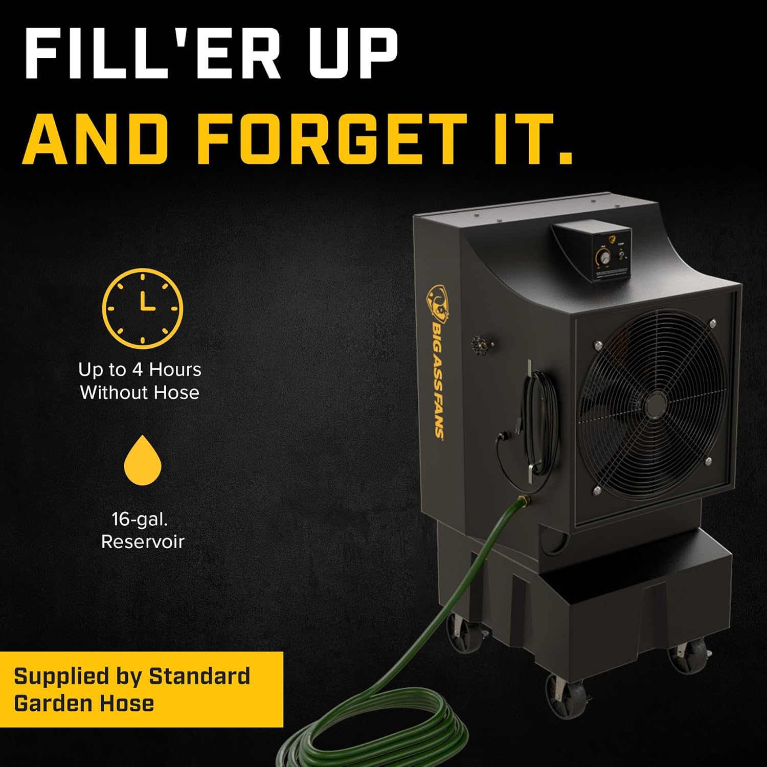 Big Ass Fans - Cool-Space 300 - Portable Evaporative Swamp Cooler, 18 Inch Diameter Fan, Indoor Outdoor Use, Continuous or Fillable 16 Gallon Capacity, Variable Speed – Cooling for Workshops, Garages