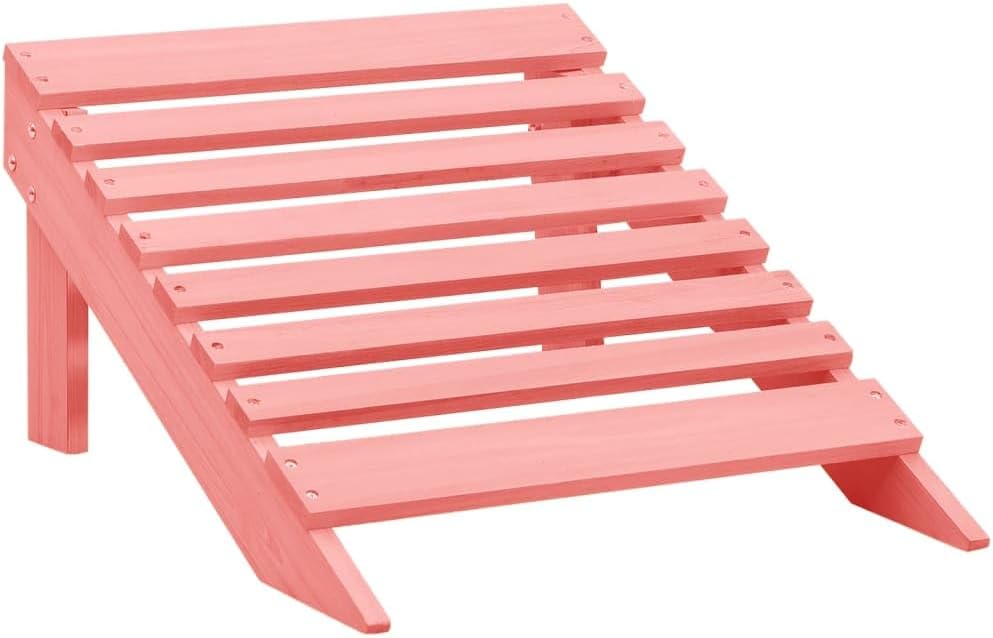 Wooden Patio Adirondack Chair with Ottoman, Outdoor Chairs Patio Chairs Lawn Chair Wooden Patio Chair for Outside Porch Chair Fire Pit Chairs Deck Chair for Garden Pool Balcony, Pink