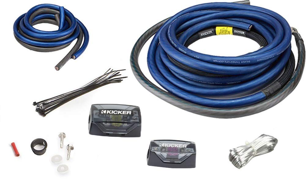 Kicker 46PKD1 PKD1 1/0AWG Dual Amplifier Power Kit - Power, Ground, Distribution Block, Remote Wire and Fuse Block.