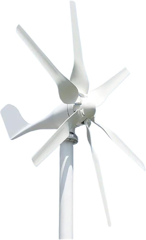 2000W Windmill 12V 24V 48V 6 Blades Wind Turbine Generator with MPPT Controller Low Start Wind Speed for Off Grid System Camping Low Starting Speed for Home(with Hybrid Charger,48V)