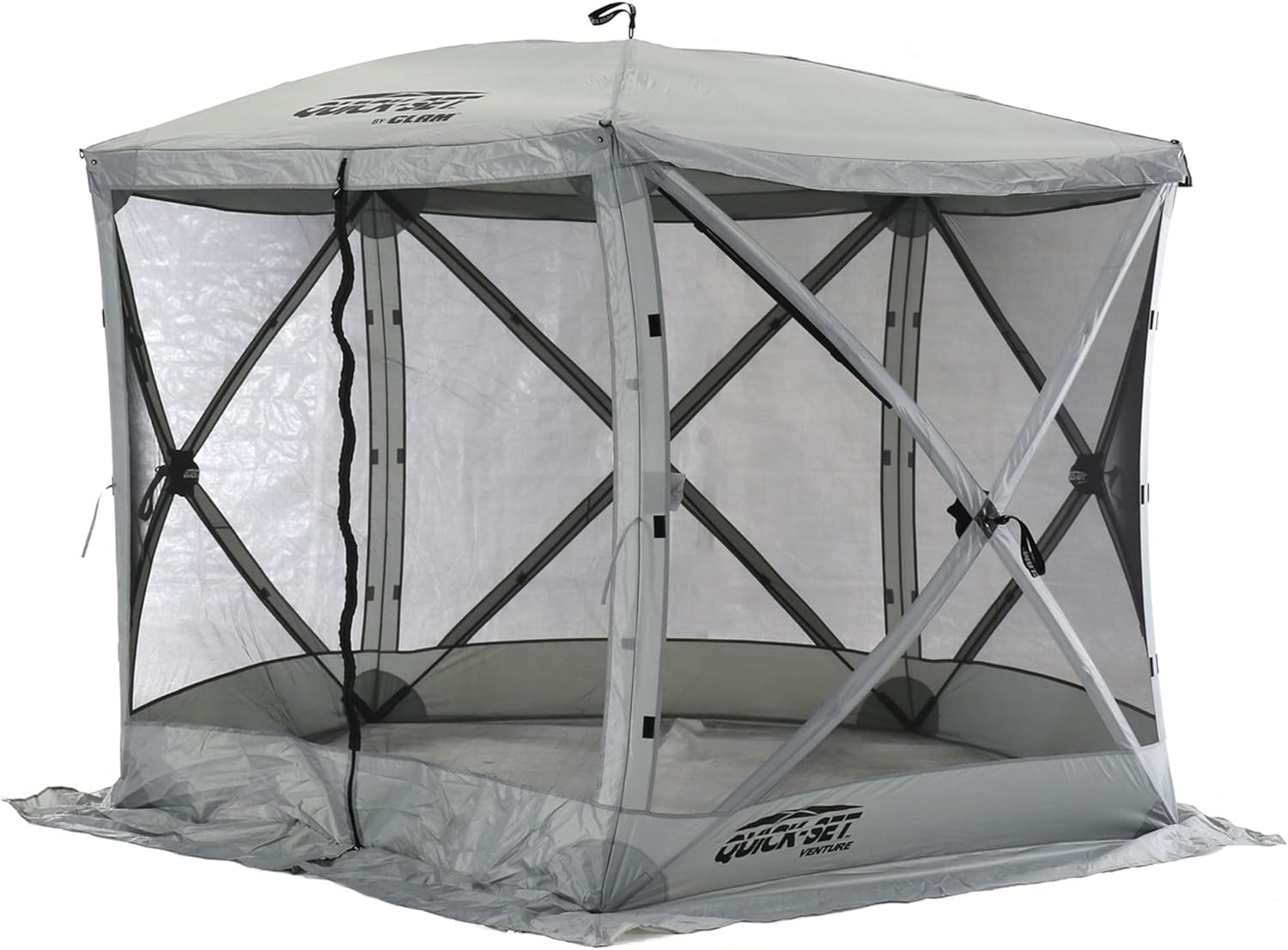 CLAM Pop Up Screen Tent, Outdoor Camping Gazebo Canopy, Venture, 9' x 9', Gray