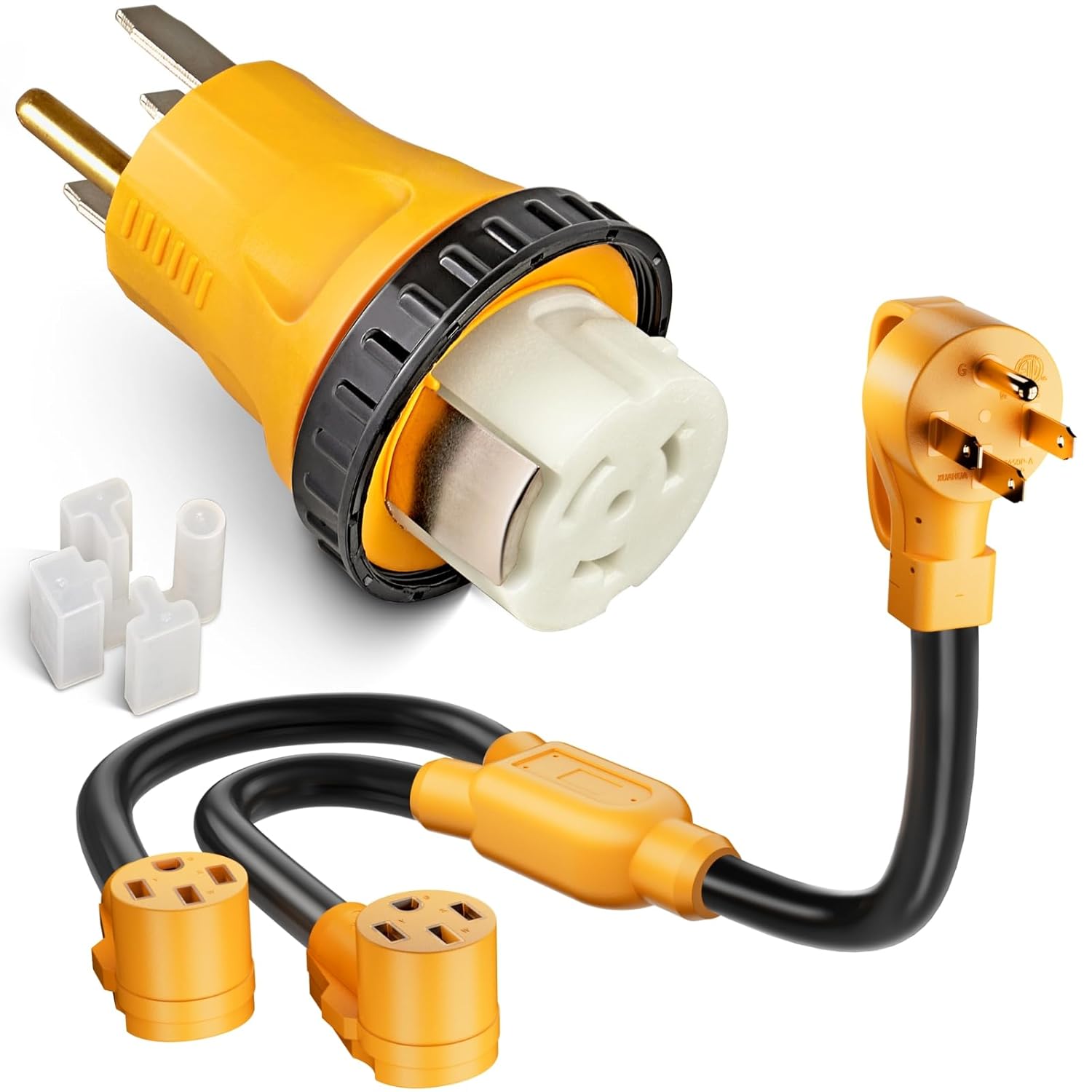 MECMO 50 Amp NEMA 14-50P to 2X 14-50P Y Splitter RV Adapter Power Cord with NEMA 14-50P to SS2-50R Twist Lock RV Generator Adapter Shore Marine Power Adapter for Generator to House, RV