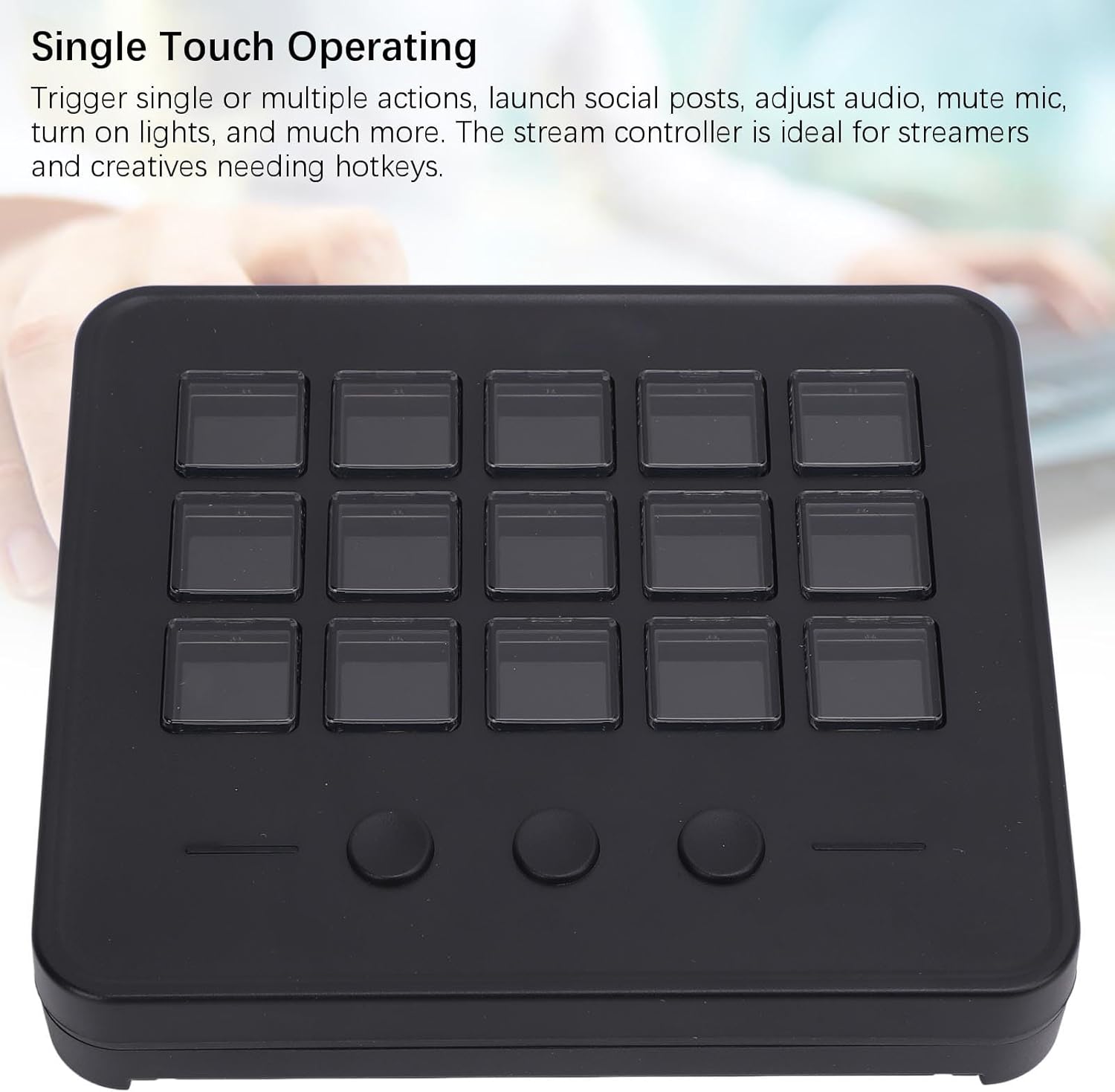 Jiawu Studio Controller, Stream Control Deck with 15 LCD Macro Keys Customizable, Game Operations Stream Keyboard, Trigger Actions on OBS, Works with and PC