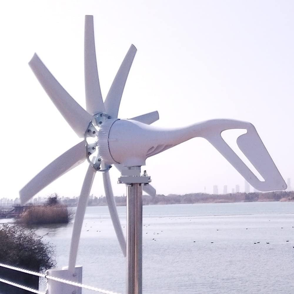 Wind Turbine, 1000W 8 Blades Free Energy Windmill 12V 24V Small Wind Turbine Generator for Home Farm Street Lamps Use Wind System(MPPT Controller,24V)