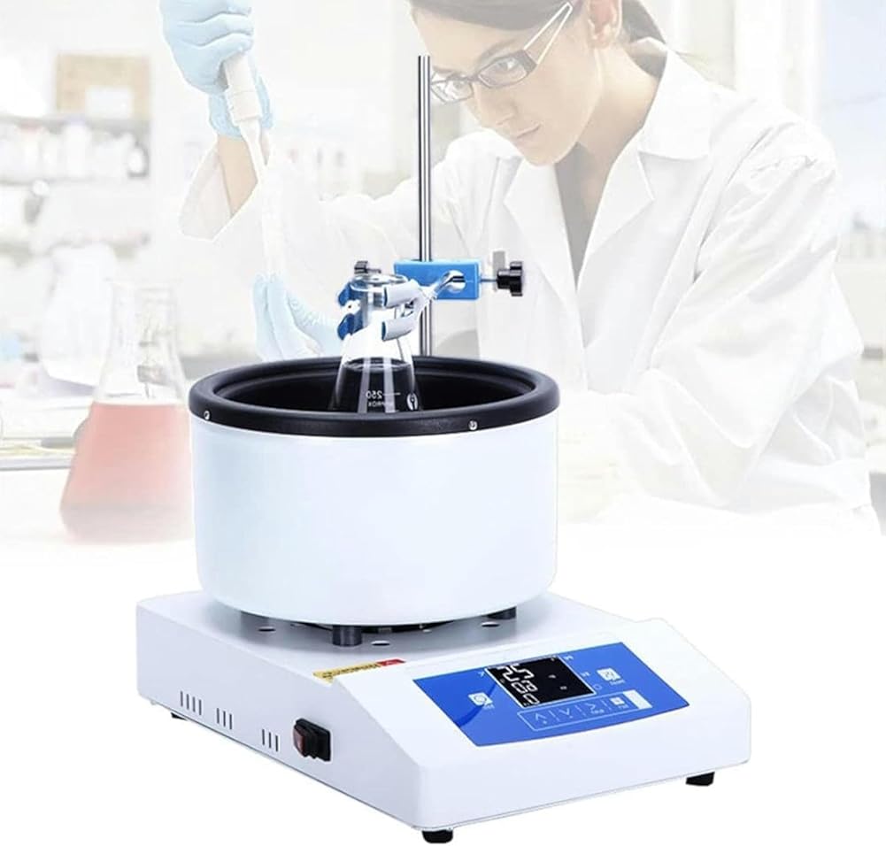 Laboratory Magnetic Stirring Heating Pot, Digital Display Temperature Control System, Water Bath & Oil Bath, Magnetic Hotplate Stirrer for Heating Treatment of Spherical Flasks (5L)