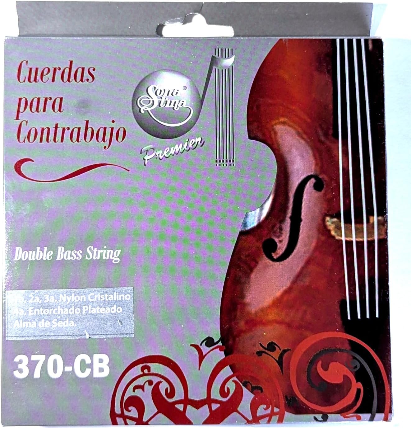 Sonatina Premier Clear/Silver Nylon Contrabajo, Double Bass, Tololoche Strings (Full Set, 4 Strings) Cuerdas Set Completo