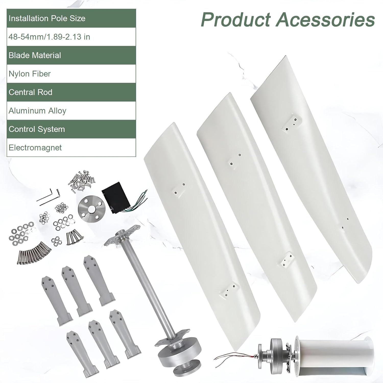 Quiet Vertical Windmill Generator Kit, Maglev Axis Turbine 100/200/300W with Intelligent Controller for RV, Boat and Cabin Use 300W
