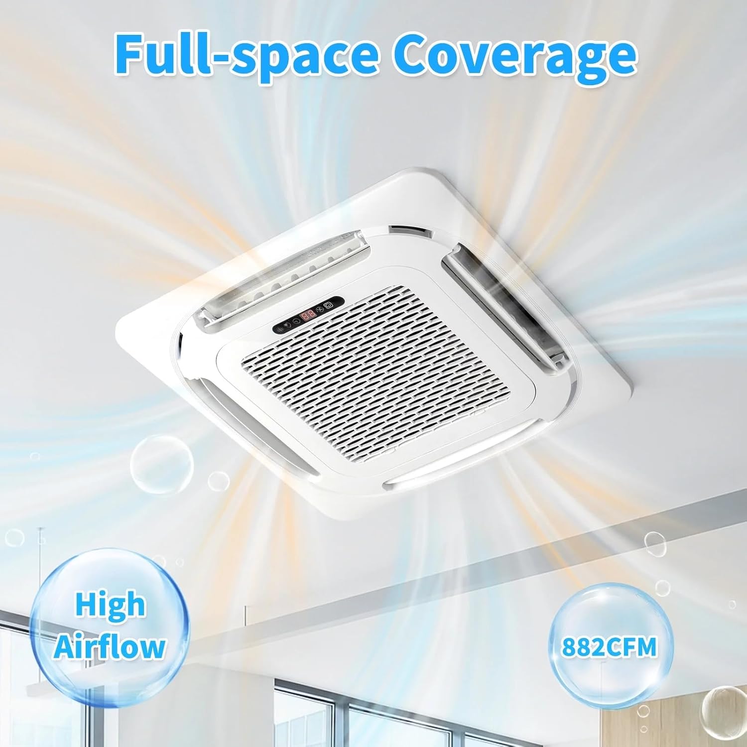 Bonnlo 23000 BTU Ceiling Cassette Air Conditioner with Inverter & Remote Control, 23 SEER2 Ductless Mini Split AC/Heating System with Pre-Charged Condenser, Heat Pump & Installation Kit, 230V