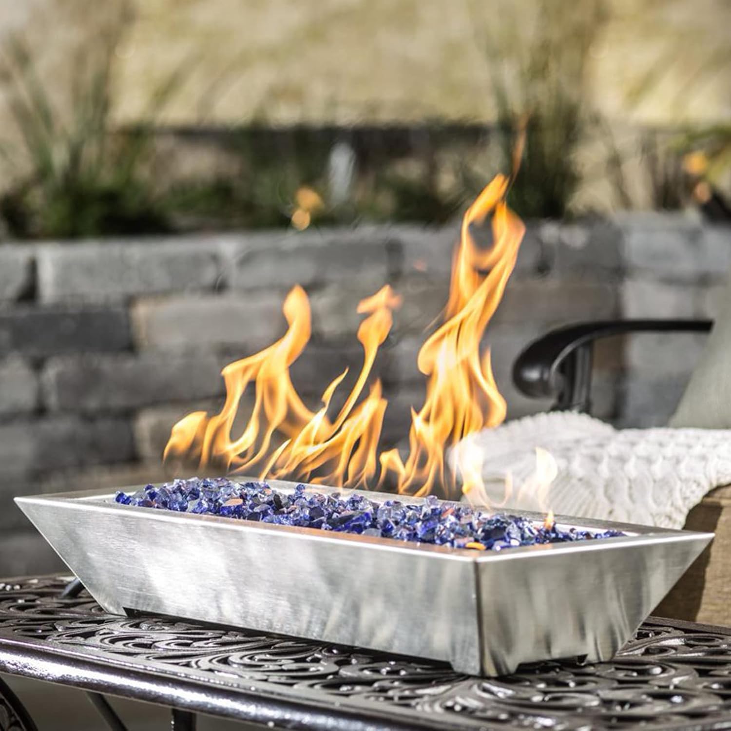 17.5 Fire Pit Wind Guard and Fire Glass for Propane Fire Pit, Decorate to Protect Your Fire Pit, Save Energy.