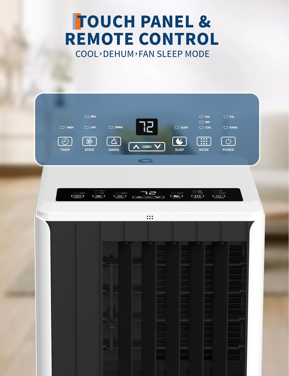 8,000 BTUs Portable Air Conditioner - 3-in-1 AC Unit Cools 350 Sq.Ft, 50dB Ultra Quiet, with Dehumidifier, Fan, Cool, 24-Hour Timer Mode, Window Kit & Remote, Grey