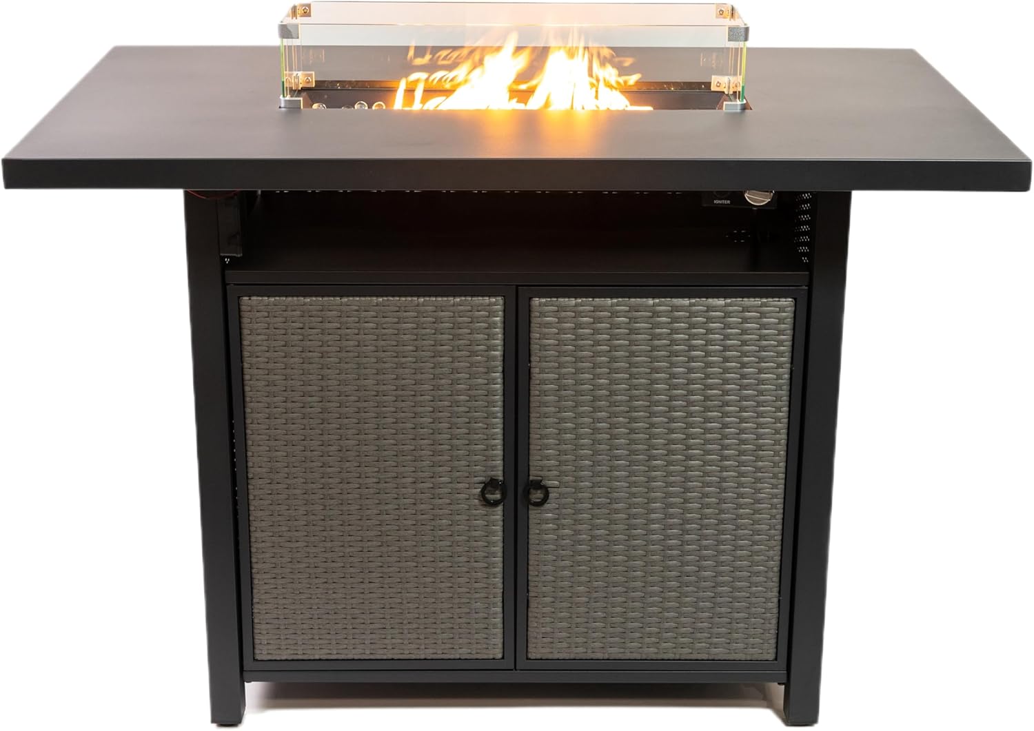 Propane Bartable Height Firetable - 55 Inch Outdoor Gas Fire Pit Table - 40,000 BTU Rectangular Fire Table for Warmth and Ambience - Outdoor Fire Table for Patio Deck Garden Backyard