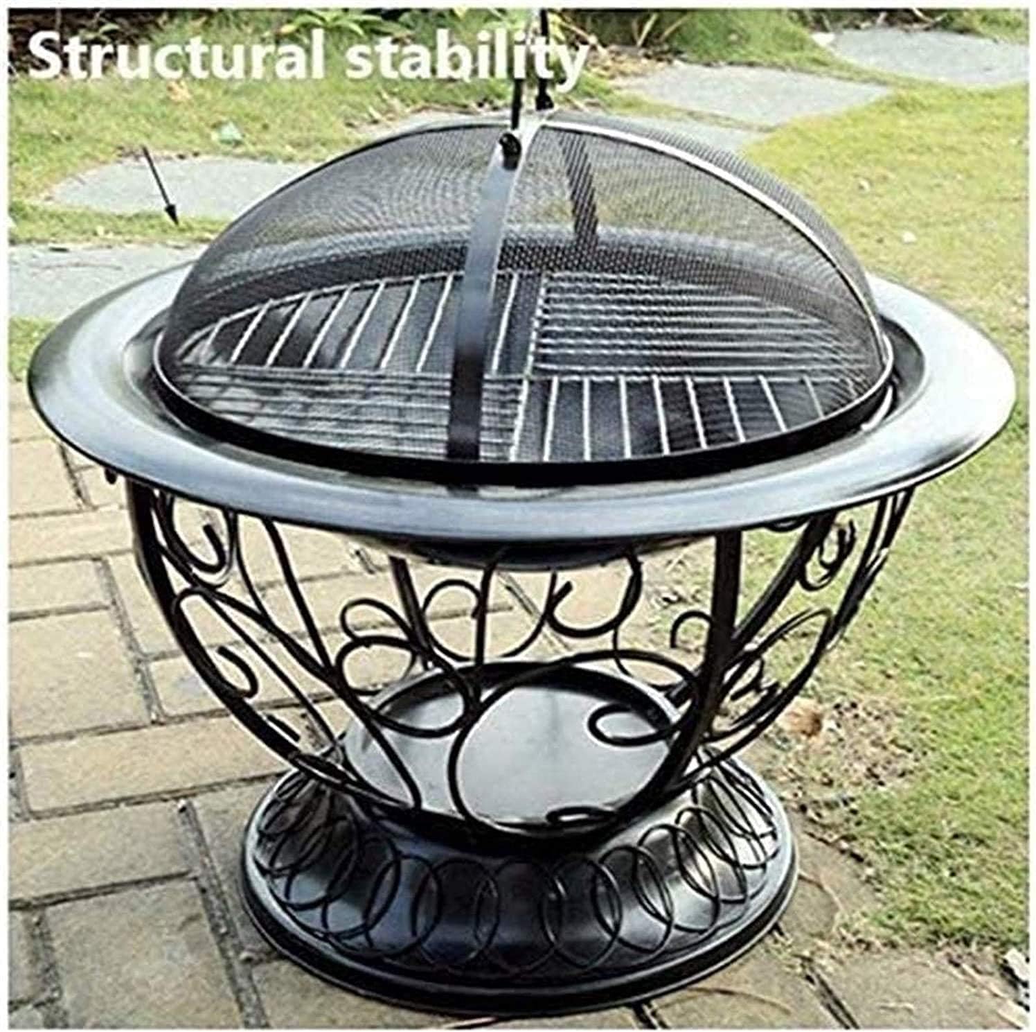 BBQ Grill Outdoor Fire Pits,BBQ Grill,Outdoor Fire Pit Accessories Wild Travel Wood Burning and Camping Picnic Stove Bonfire,with Barbecue,Family EssentialMultifunctional Stove