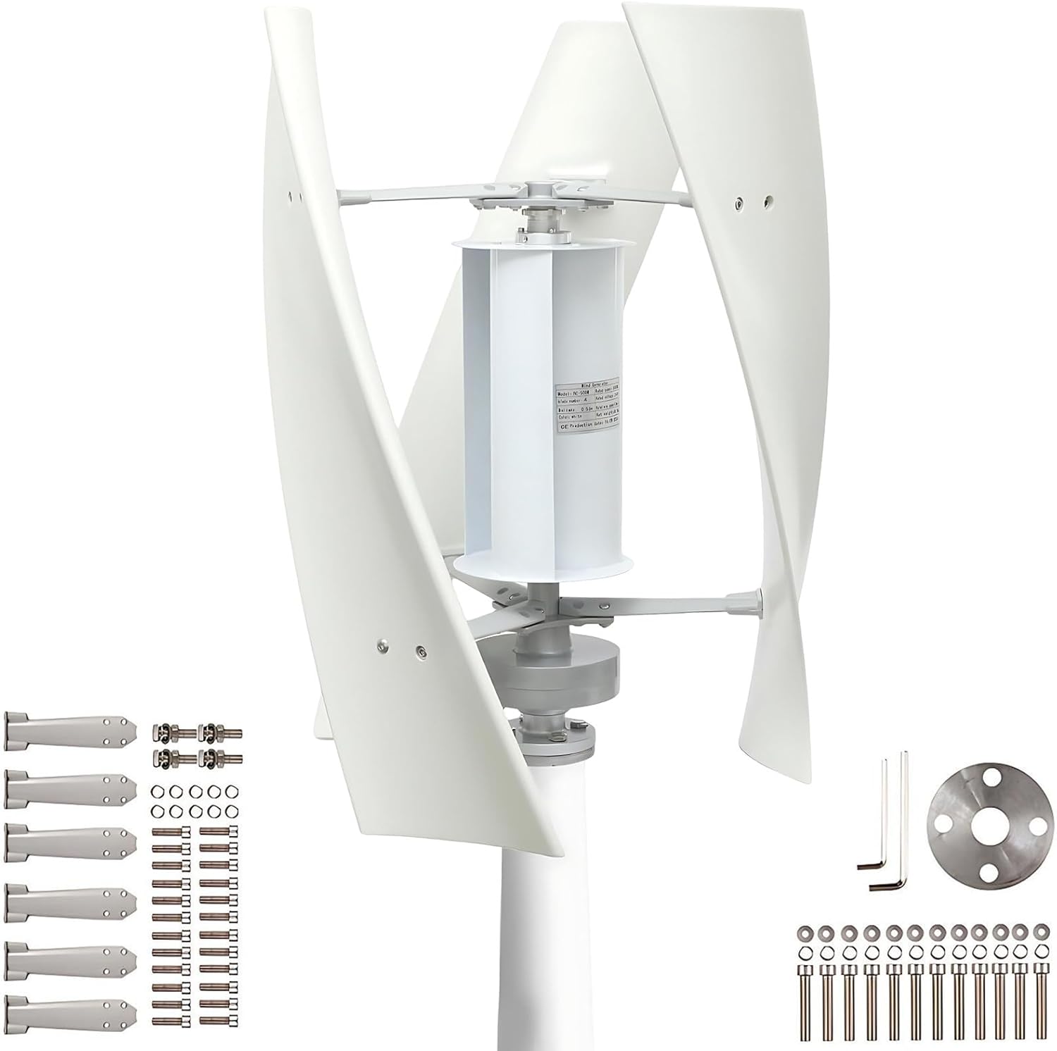 Rare Earth Permanent Magnet Wind Turbine, Vertical Helix Generator Kit 100W-300W for Home, Marine and Renewable Energy Applications 300W