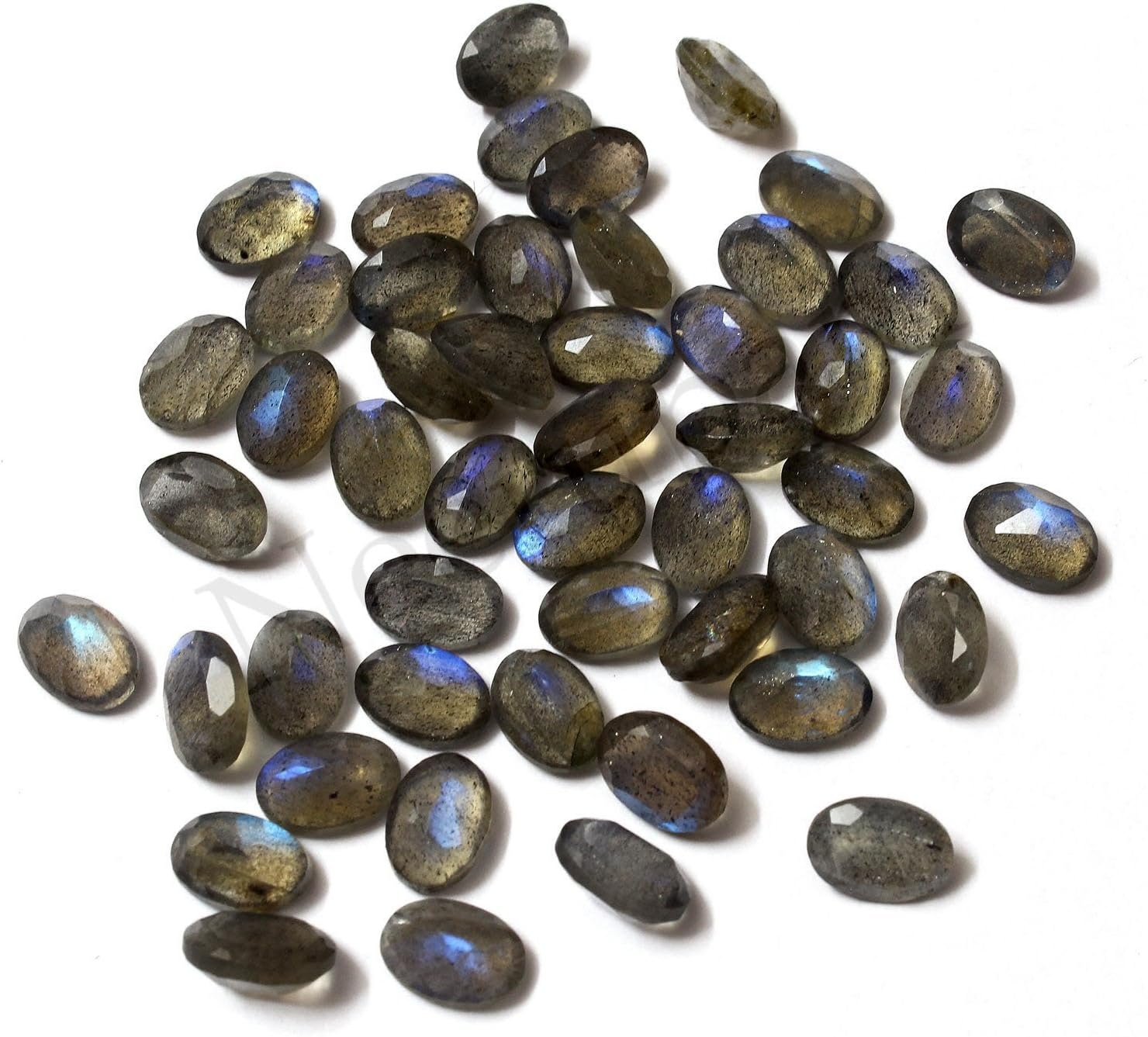 Neerupam Collection 7X5 mm Size Grey Color Natural African Labradorite AA Quality Faceted Oval Shape Loose Gemstones
