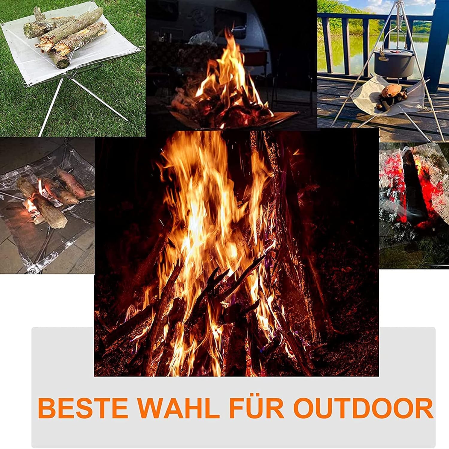 Portable Fire Pit with Carrying Bag Foldable Stainless Steel Charcoal Mesh Camping Picnic Bonfire Firepit Wood Burning Garden Patio Backyard Outdoor Travel Fireplace