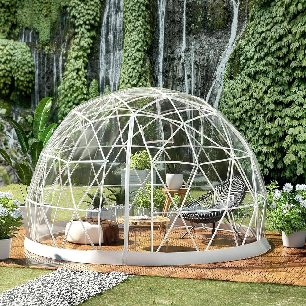 Garden Dome Igloo Clear Bubble Tent Outdoor, Dome Tents with PVC Cover and Garden Dome Mesh, Weatherproof Greenhouse Garden Bubble Tent, Transparent Garden Dome House for Backyard, Party