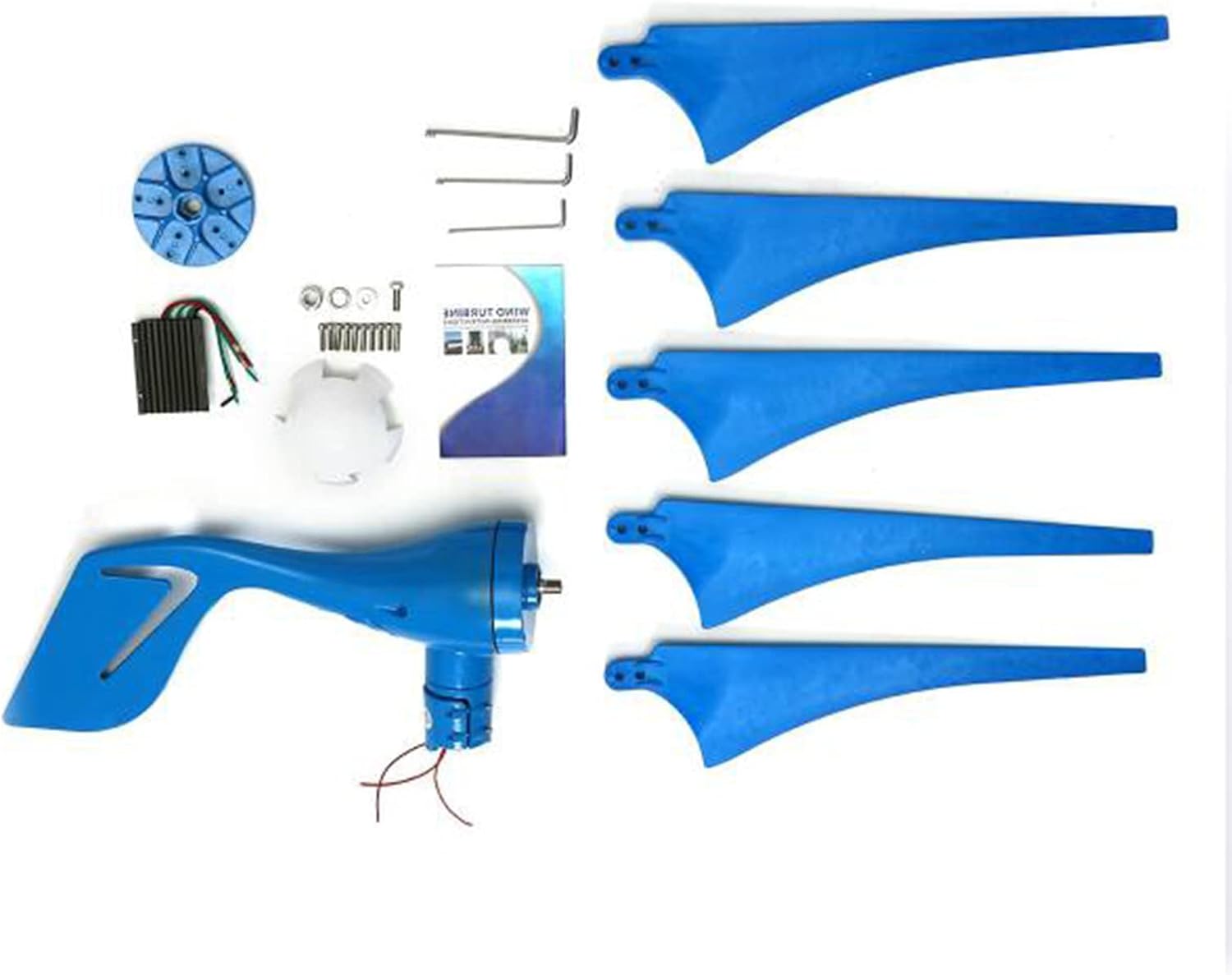 6000W Wind Power Generator Kit with 5 Blades for Marine RV Home Windmill Generator System Vertical Axis Wind Turbines Motor with MPPT Controller