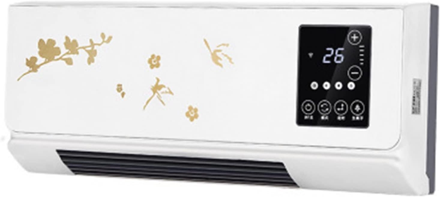 Space Heater 2000W Wall Mounted Air Cooler Conditioner Heater Fan Heating Cooling Room Bathroom Waterproof Remote Timing Air Conditioning Fan Ele(Gold-2000W