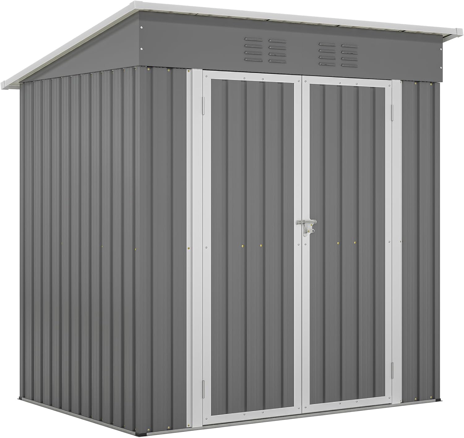 Outdoor Storage Shed Waterproof Metal Garden Tool Bike Sheds Kit Lean to Backyard Storage Building Cabinet House,6x4 ft Grey