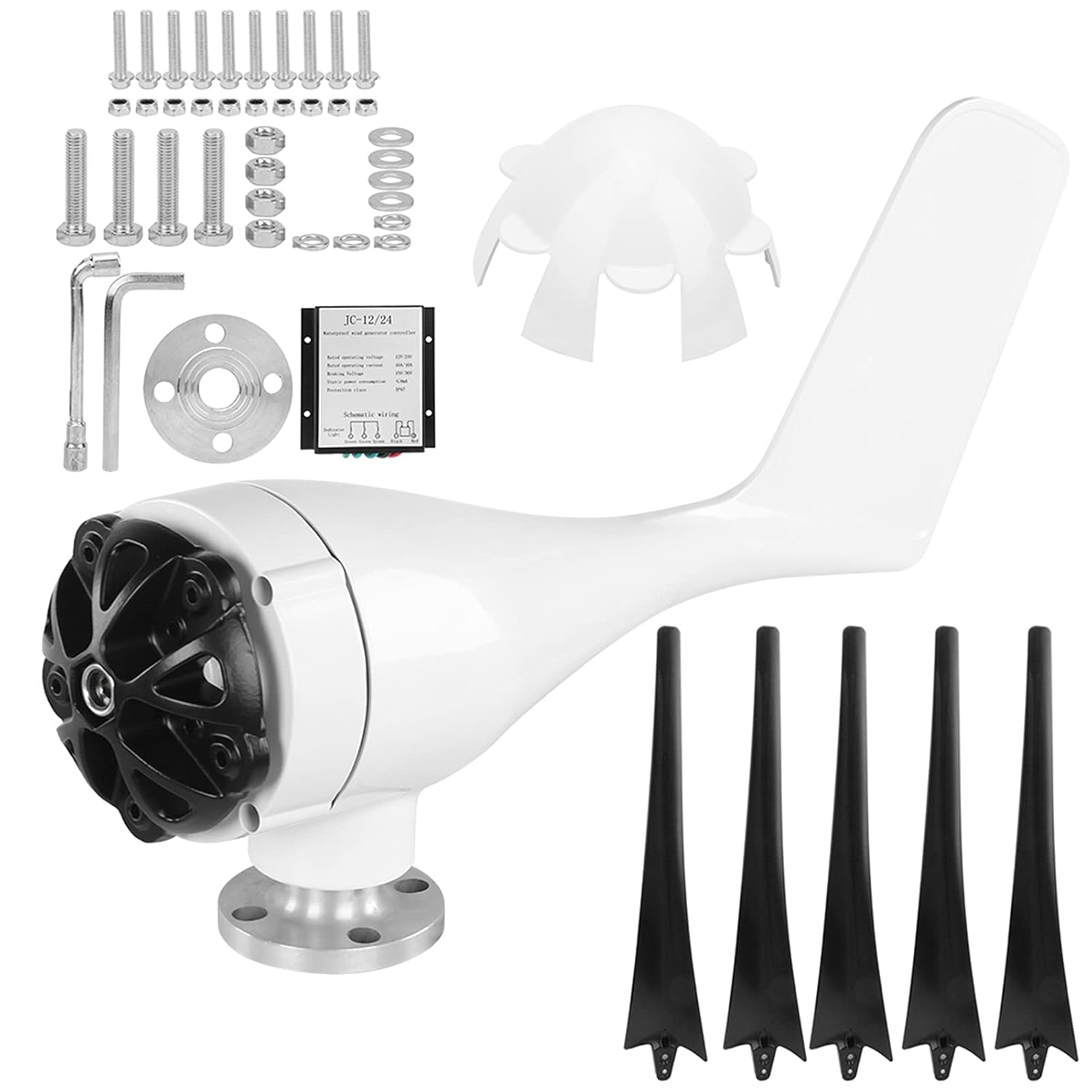 5 Blade Wind Turbines Kit, 1200W Wind Generator Kit Wind Turbines Generator Kit 5 Blade Small Windmill Generator Industrial Supplies, Science Kits (24V)