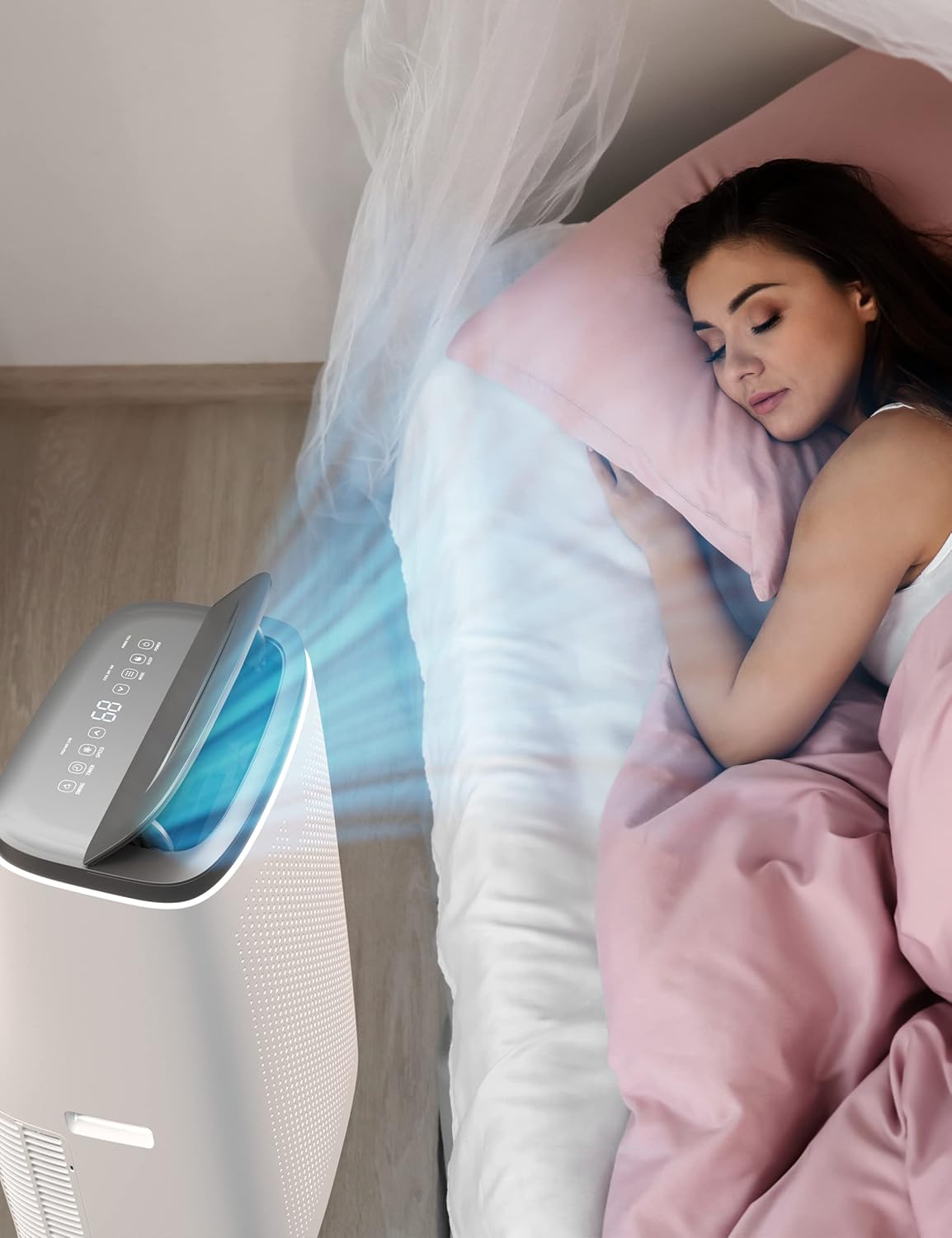 Portable Air Conditioners, 14000 BTU Air Conditioner for 750 Sq. Ft, Dehumidifying & Fan, Quiet Operation and Easy Mobility, Remote Control for Home & Office, Gray Top