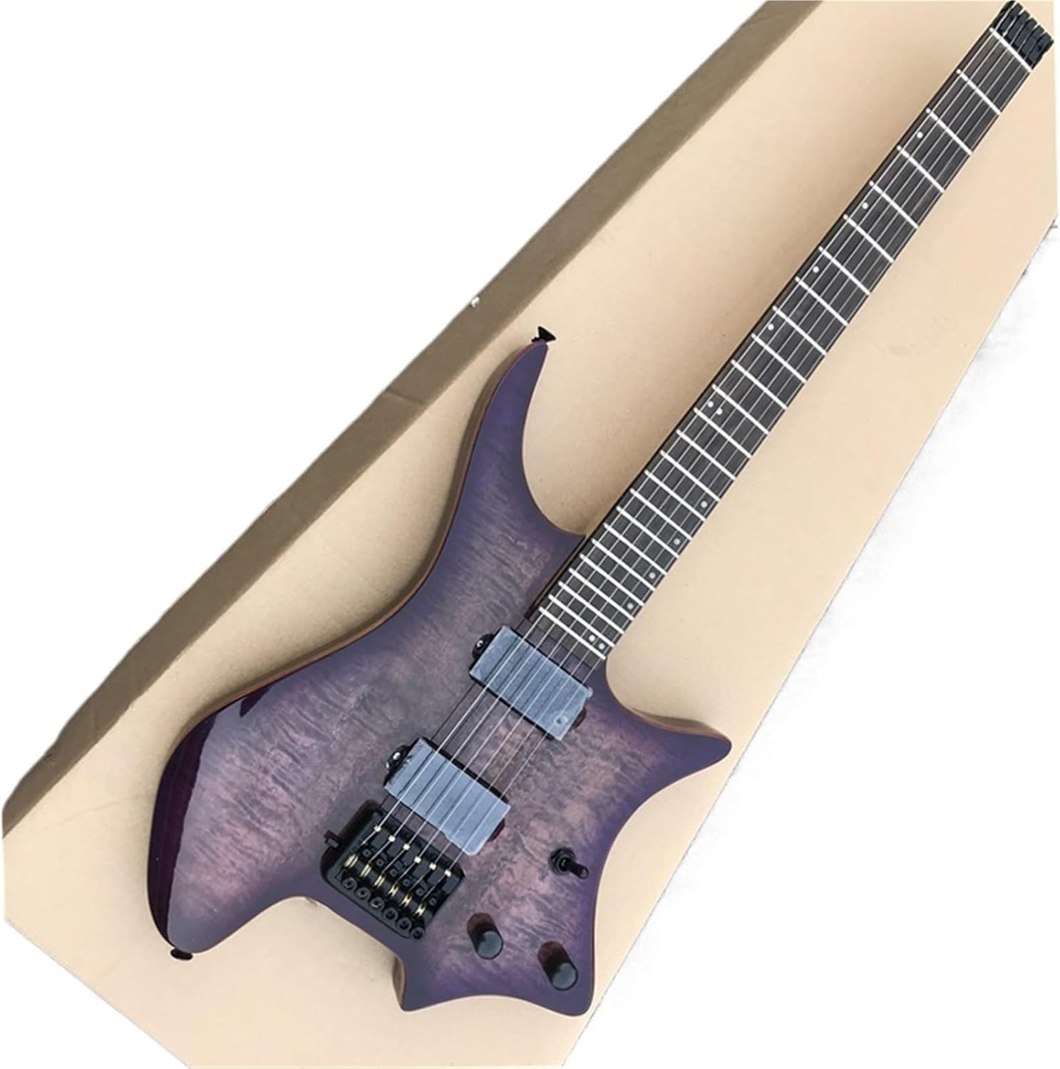 Beginner Electric Guitar Kits Acacia Purple Headless Solid Wood Electric Guitar Closed Pickup