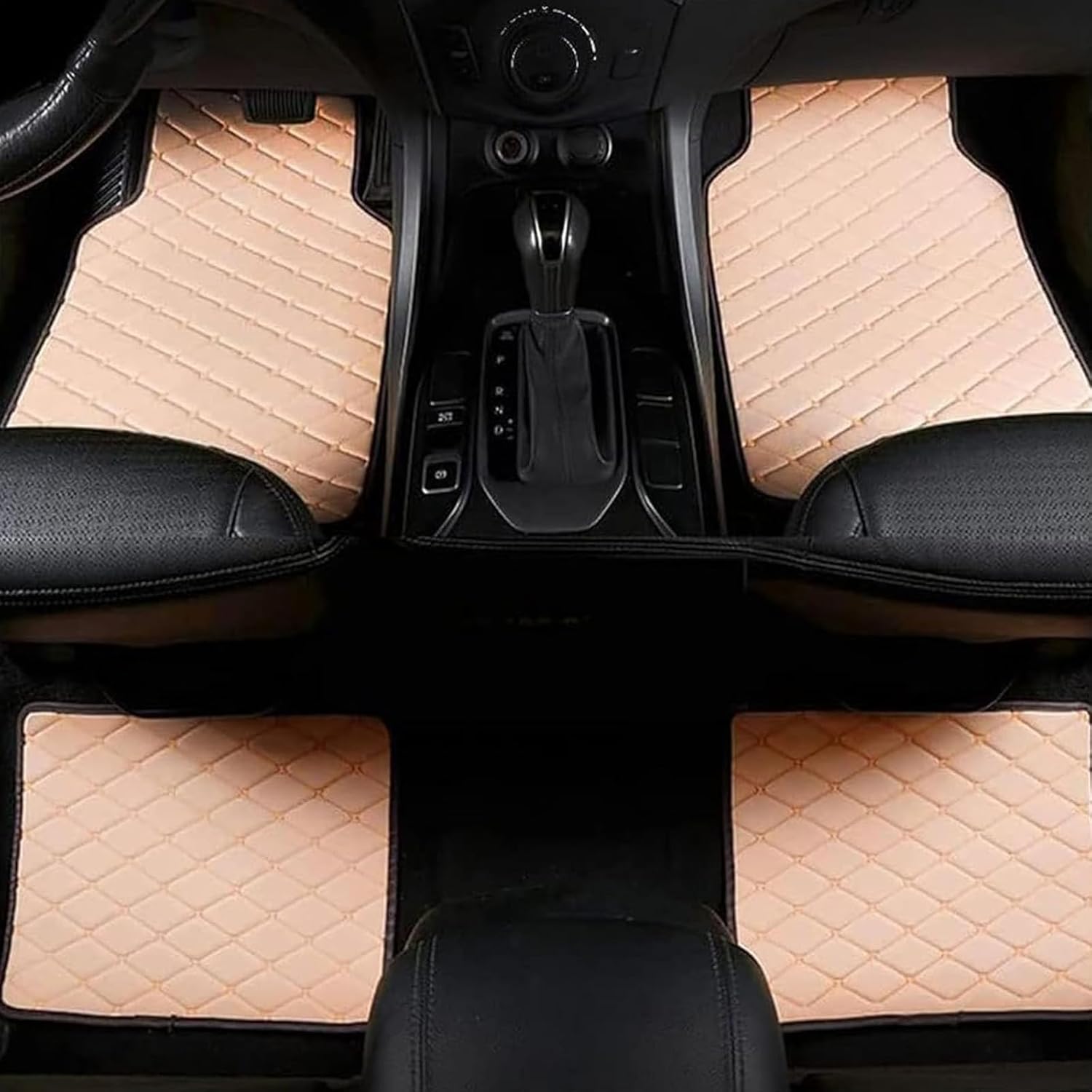 4 Pcs Leather Car Floor Mats for BMW iX 2021 2022 2023 2024 2025, Custom Front Rear Row Foot Pads Liners Waterproof Anti-Slip Carpet Protection Interior Accessories,A/Beige