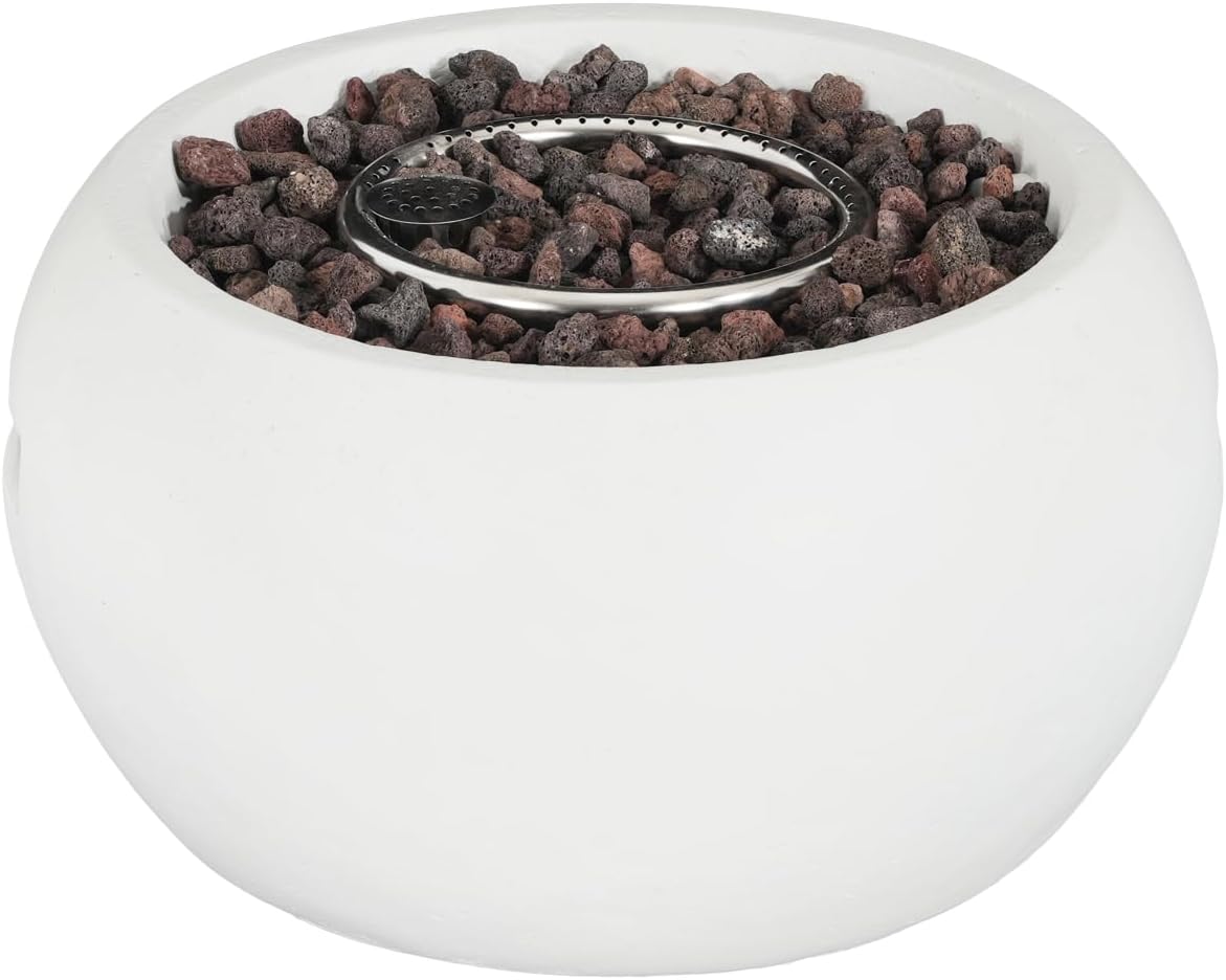 Patio Propane Fire Pit 40000Btu White Magnesium Oxide Efficient Warmth Outdoor Lawn Porch Cozy Gatherings