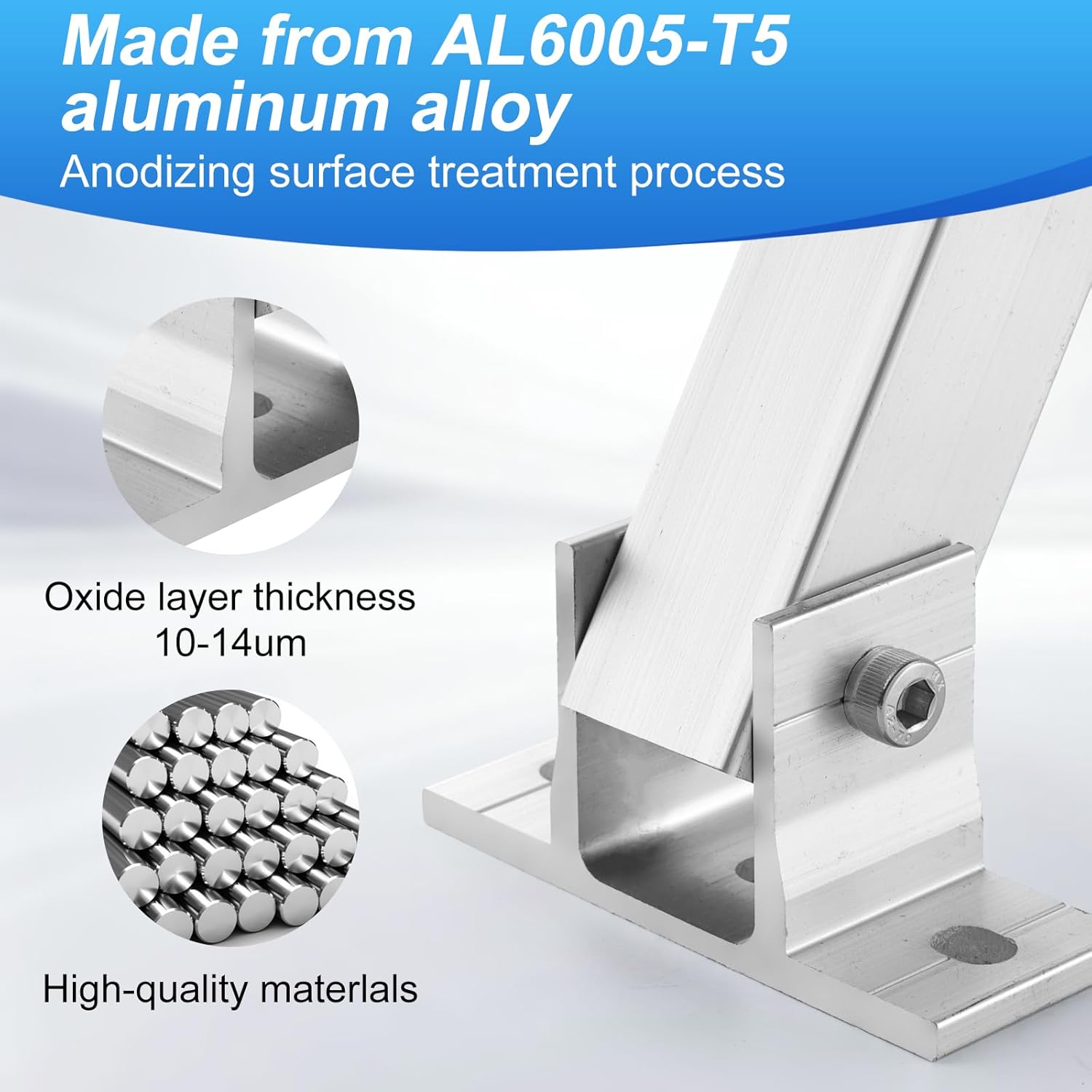 4 Pcs Adjustable Aluminum Alloy Solar Panel Tilt Mount Brackets for 50–400 W Panels on RV, Boat, Roof, Flat Surface & Wall (14–27″ Arms, 15°–30° Tilt)