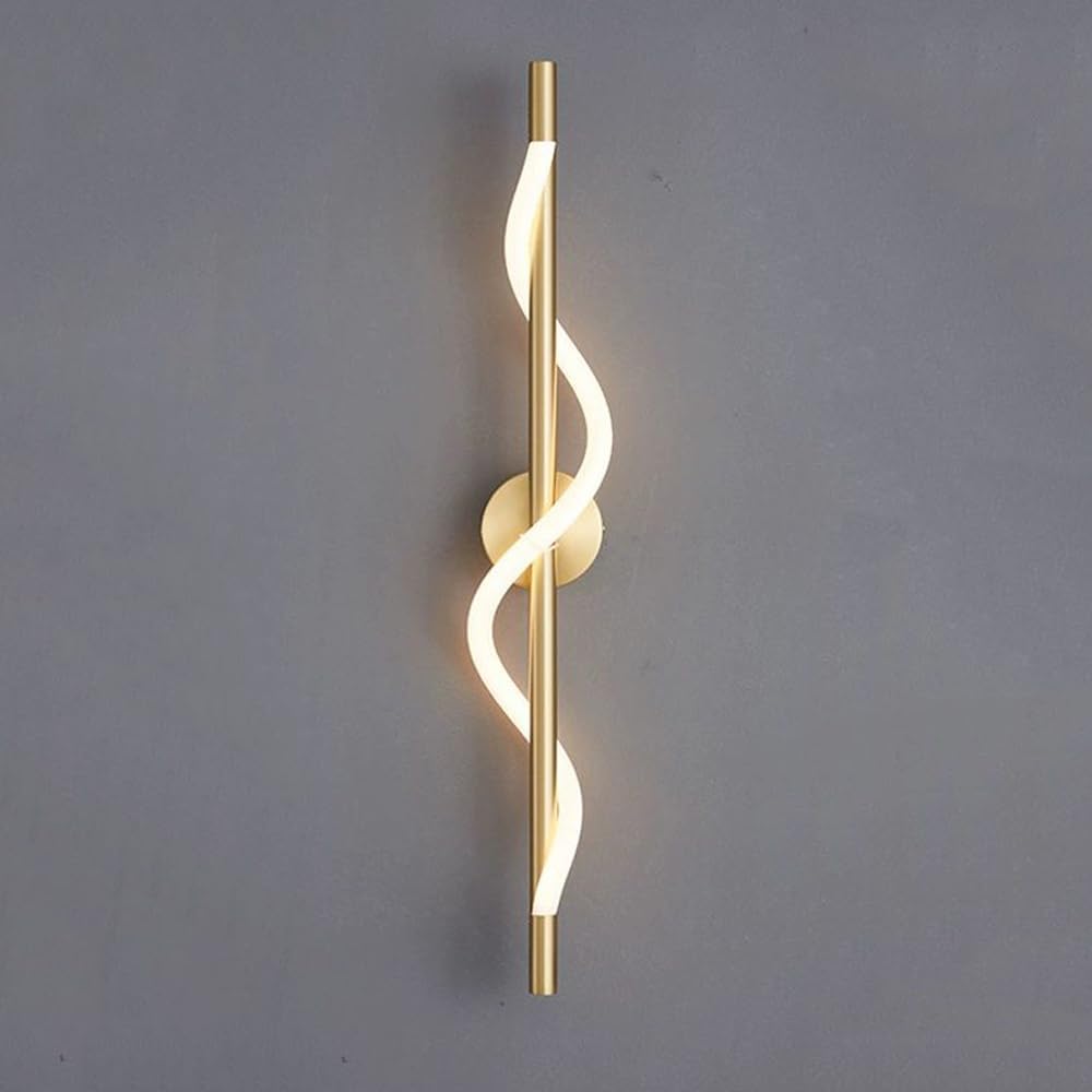 Snake-Shape LED Sconces Modern Linear Wall Sconce Minimalist S-Shape Bedside Wall Lamp in Black/Gold, 3000K/4000K/6000K Adjustable, 15W Indoor Long Metal Wall Light for Bedroom Hallway